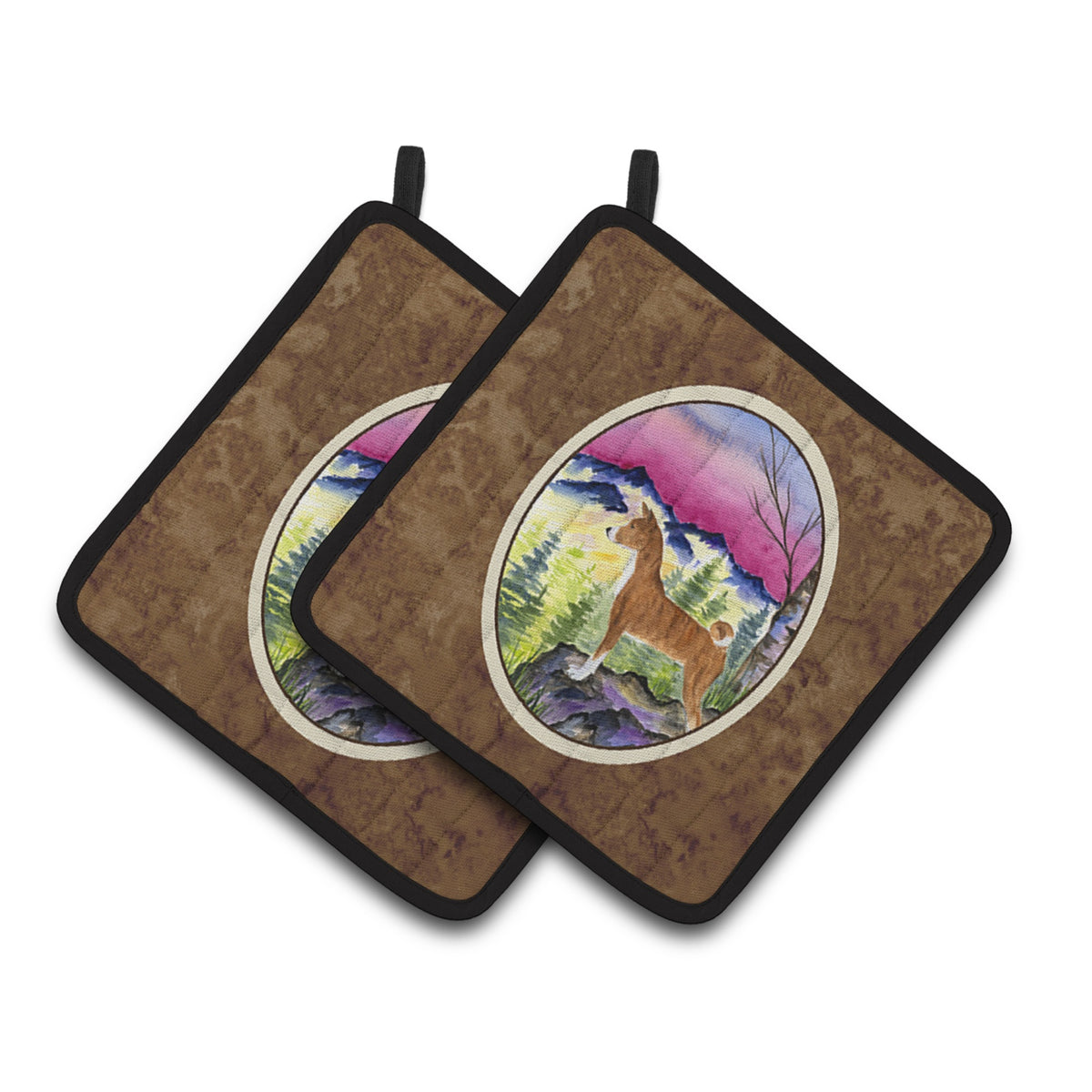 'Caroline'S Treasures Basenji Pair Of Pot Holders Ss8371Pthd, 7.5Hx7.5W, Multicolor''