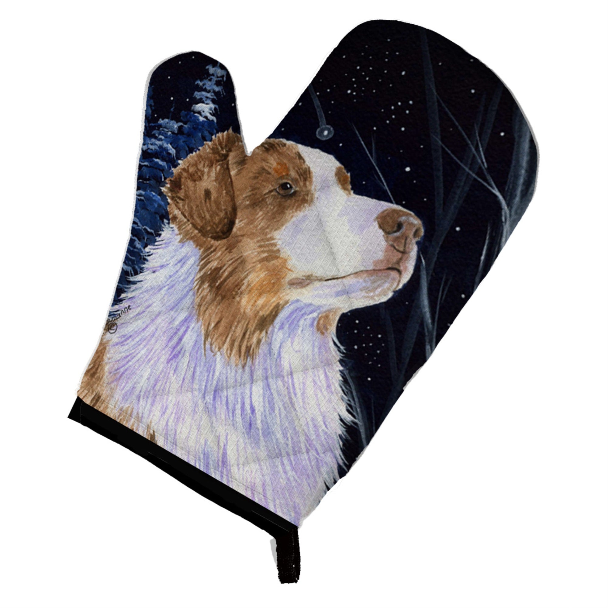 'Caroline'S Treasures Ss8375Ovmt Starry Night Australian Shepherd Oven Mitt, 12'''' By 8.5'''', Multicolor''
