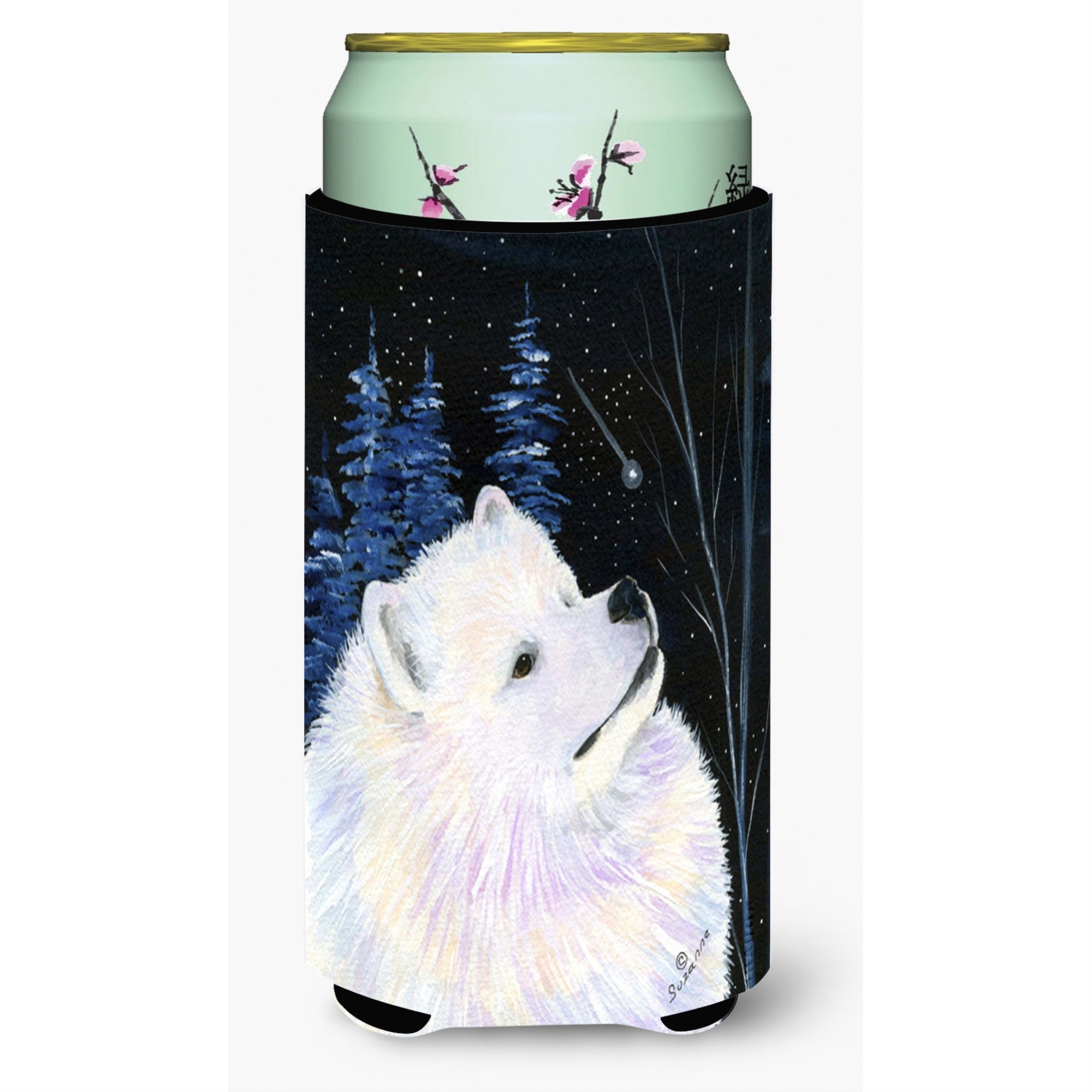 Starry Night Samoyed  Tall Boy Beverage Insulator Beverage Insulator Hugger