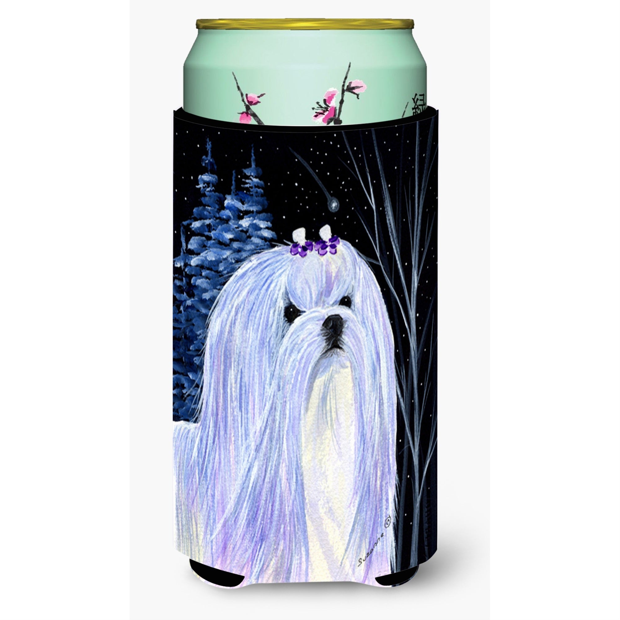 Starry Night Maltese  Tall Boy Beverage Insulator Beverage Insulator Hugger