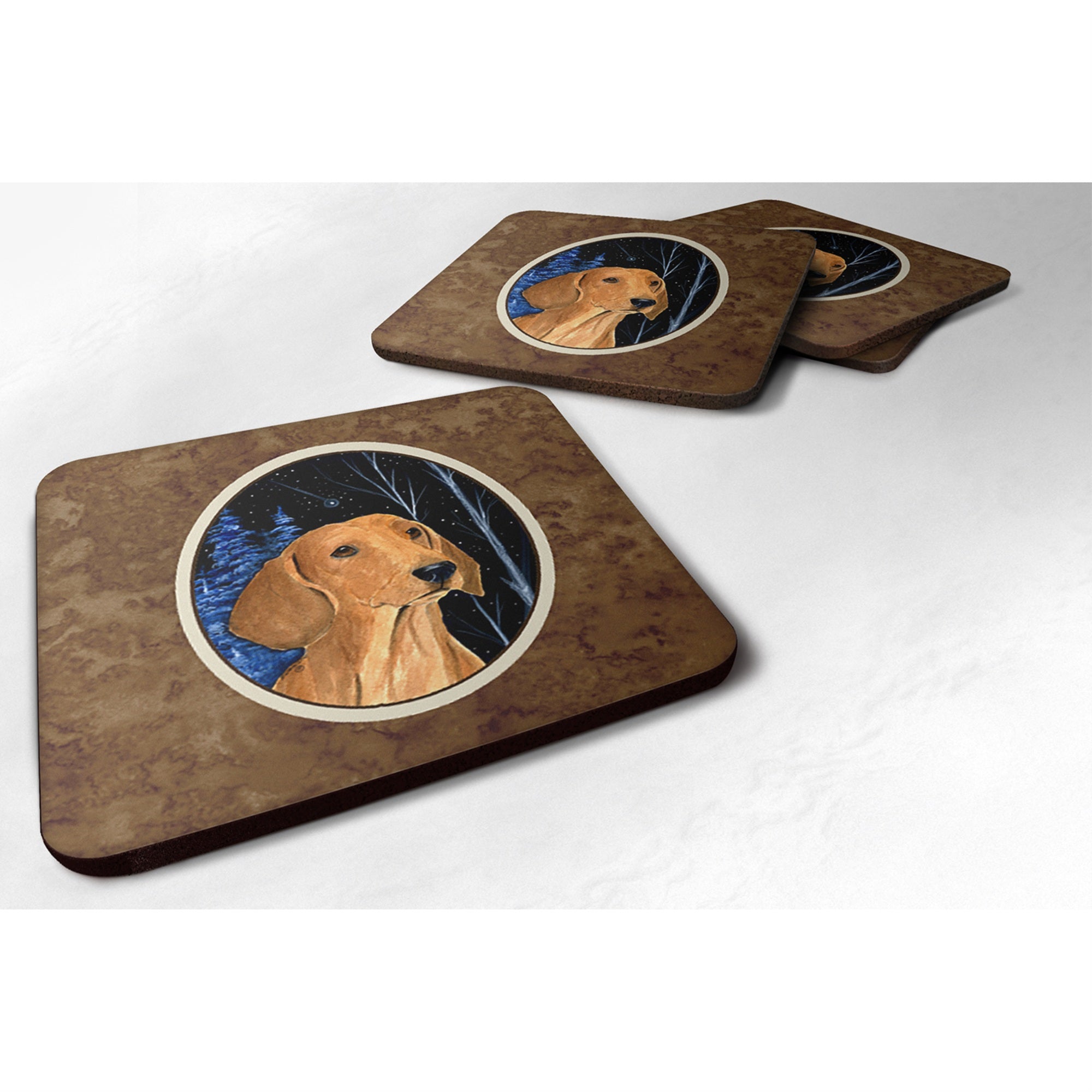 'Caroline'S Treasures Ss8379Fc Starry Night Dachshund Foam Coasters Set Of 4 (Set Of 4), 3.5'''' H X 3.5'''' W, Multicolor''