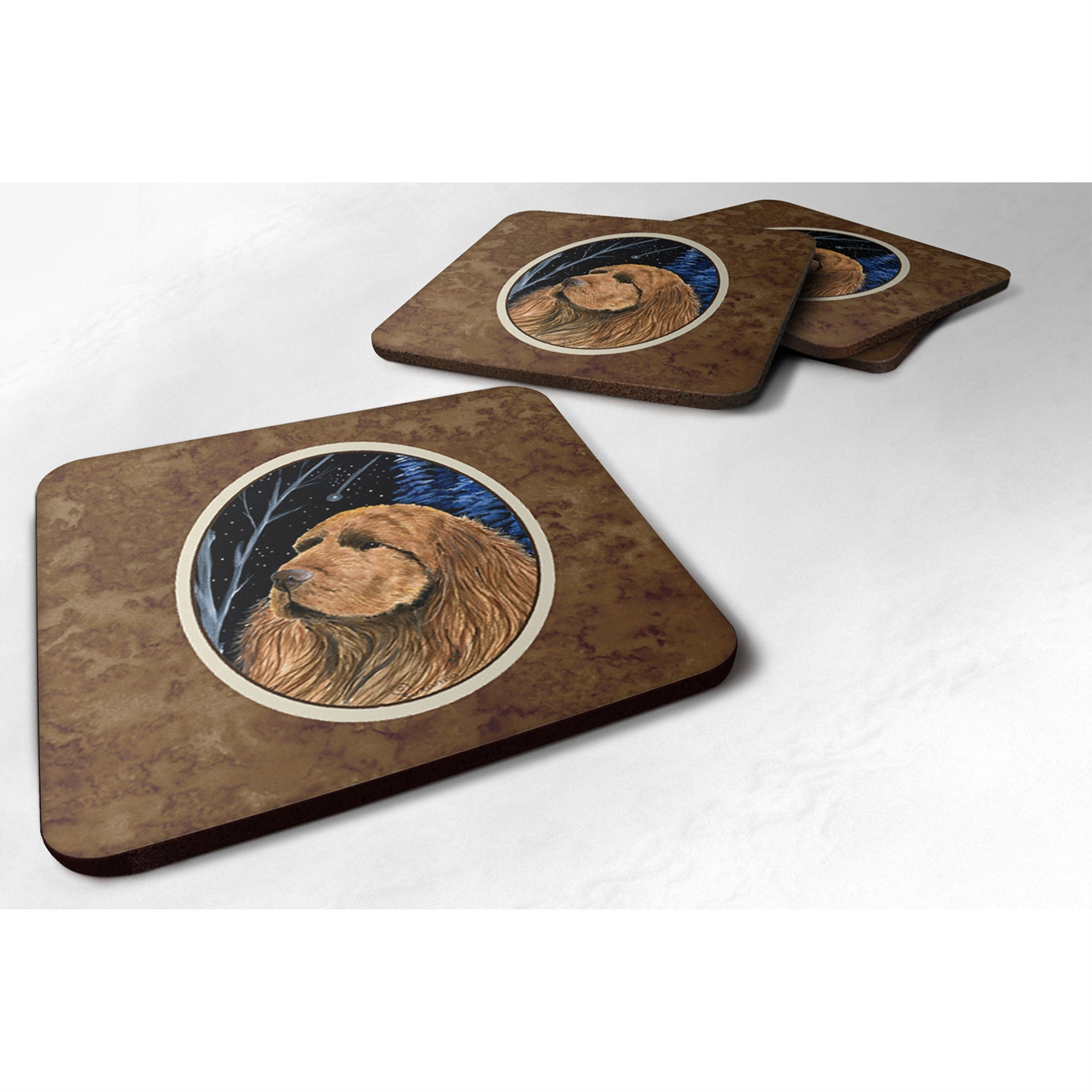 'Caroline'S Treasures Ss8391Fc Starry Night Sussex Spaniel Foam Coasters Set Of 4 (Set Of 4), 3.5'''' H X 3.5'''' W, Multicolor