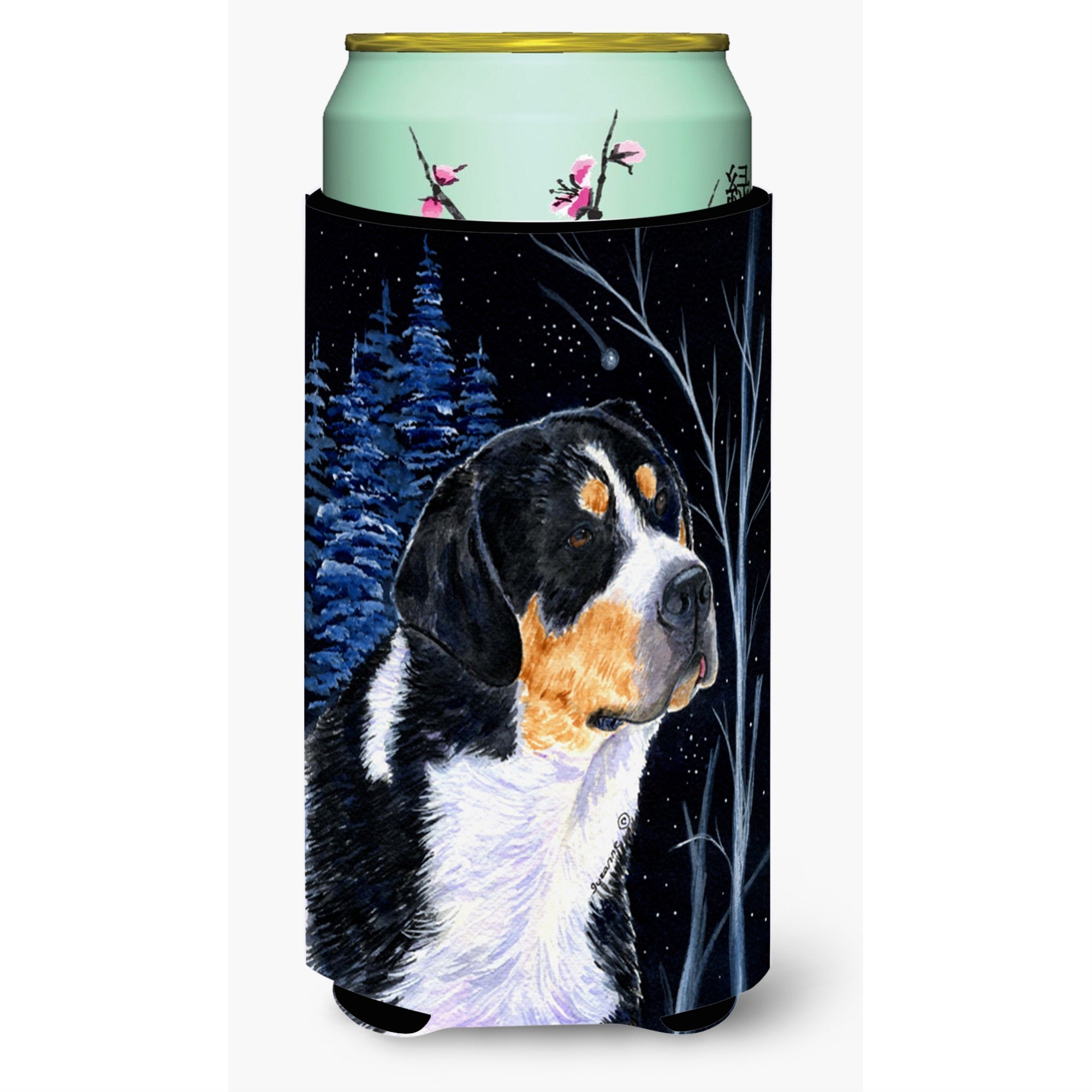 Starry Night Bernese Mountain Dog  Tall Boy Beverage Insulator Beverage Insulator Hugger