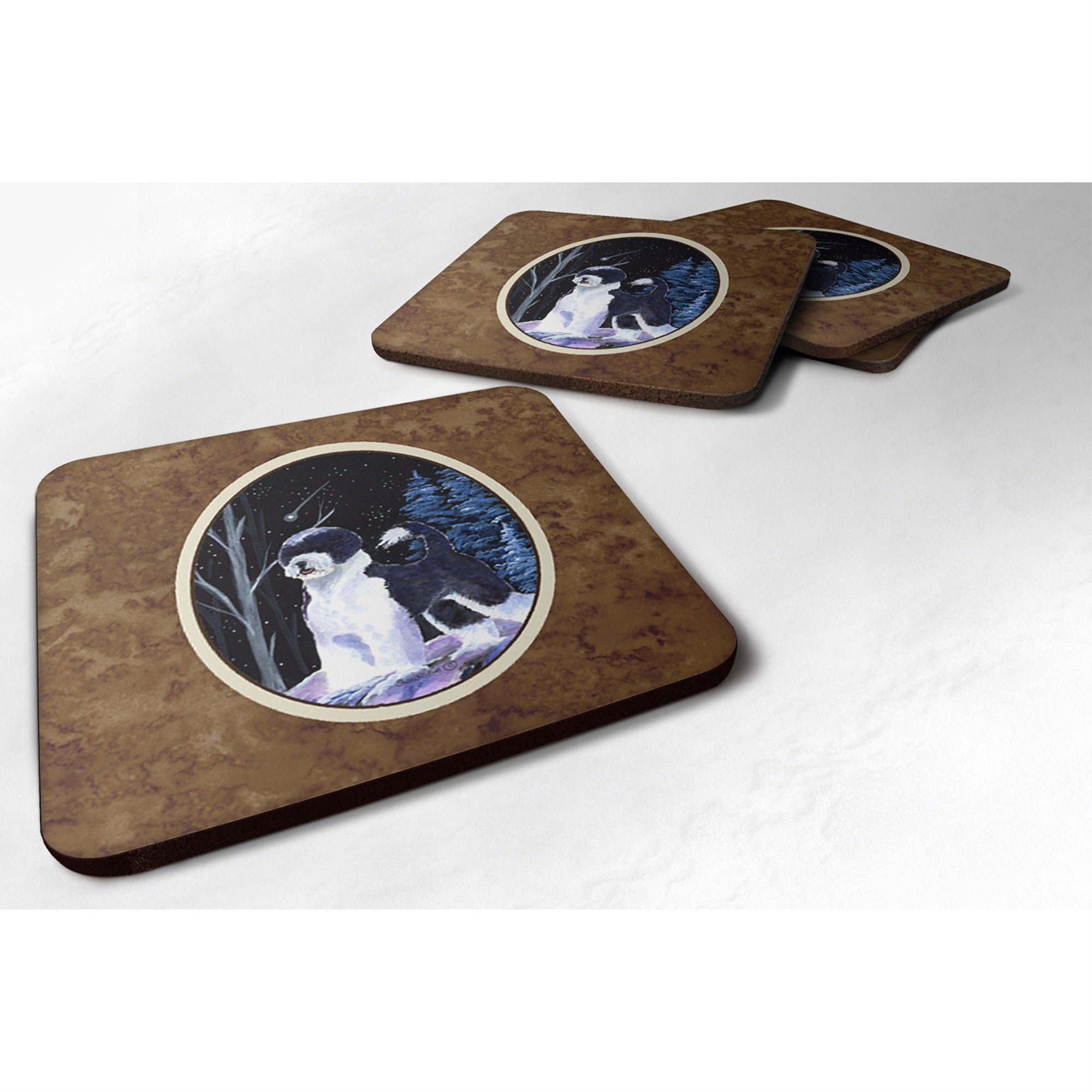 'Caroline'S Treasures Ss8399Fc Starry Night Portuguese Water Dog Foam Coasters Set Of 4 (Set Of 4), 3.5'''' H X 3.5'''' W, Mult