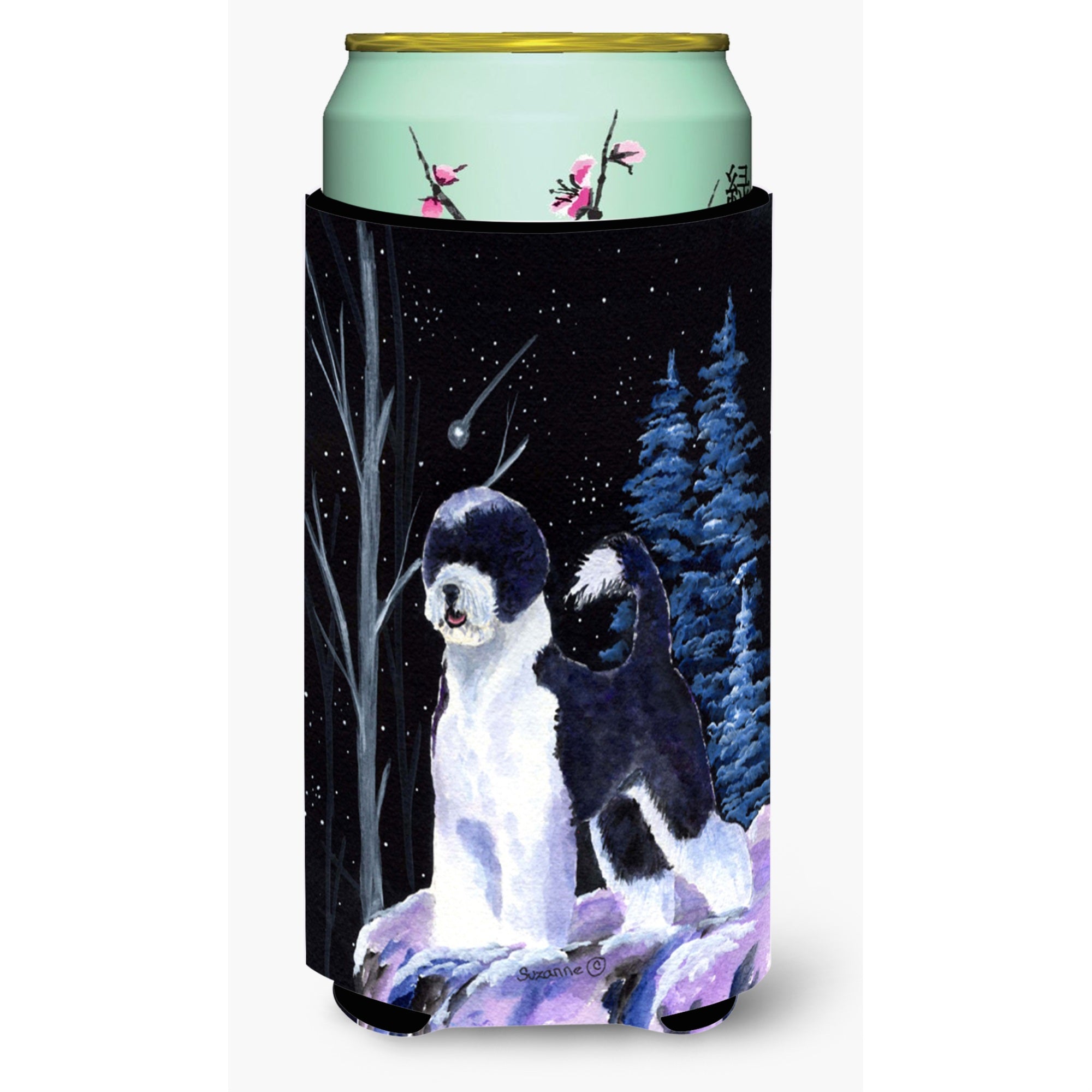Starry Night Portuguese Water Dog  Tall Boy Beverage Insulator Beverage Insulator Hugger