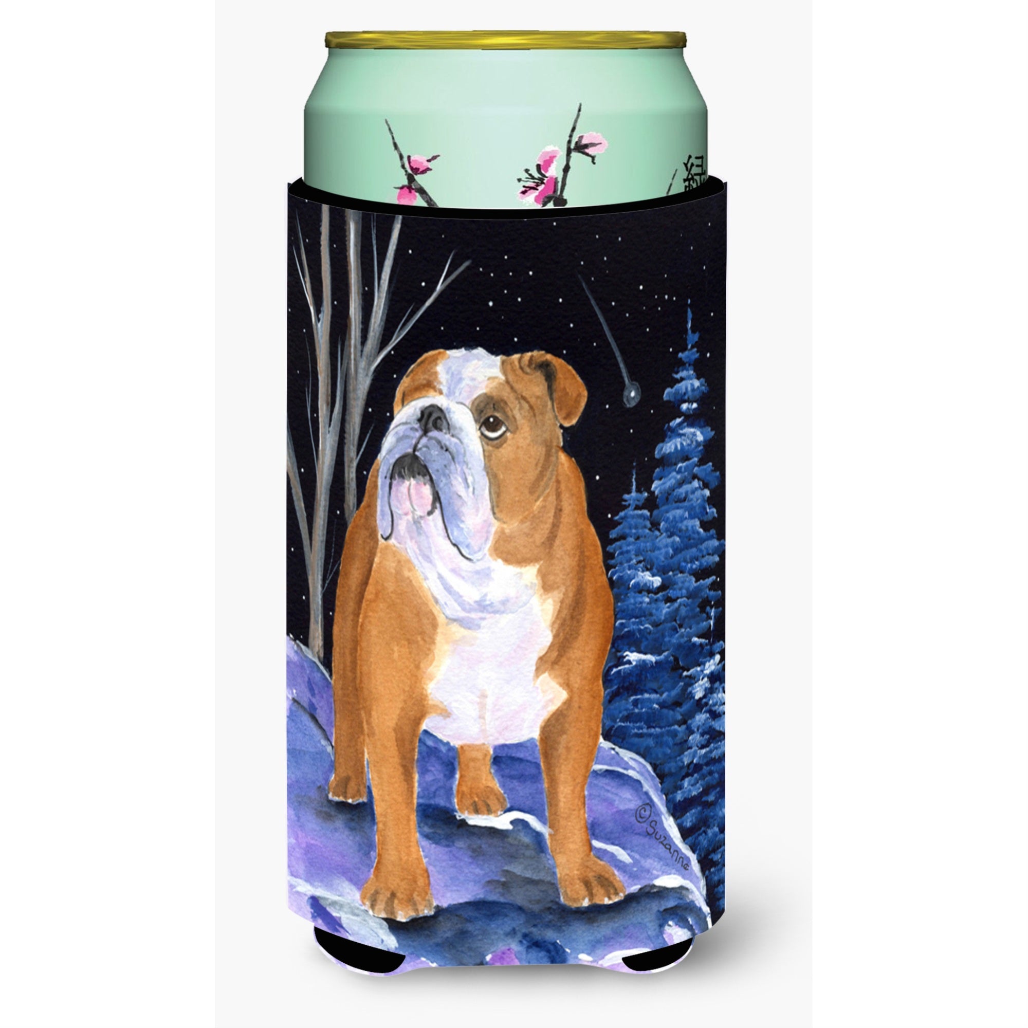 Starry Night English Bulldog  Tall Boy Beverage Insulator Beverage Insulator Hugger