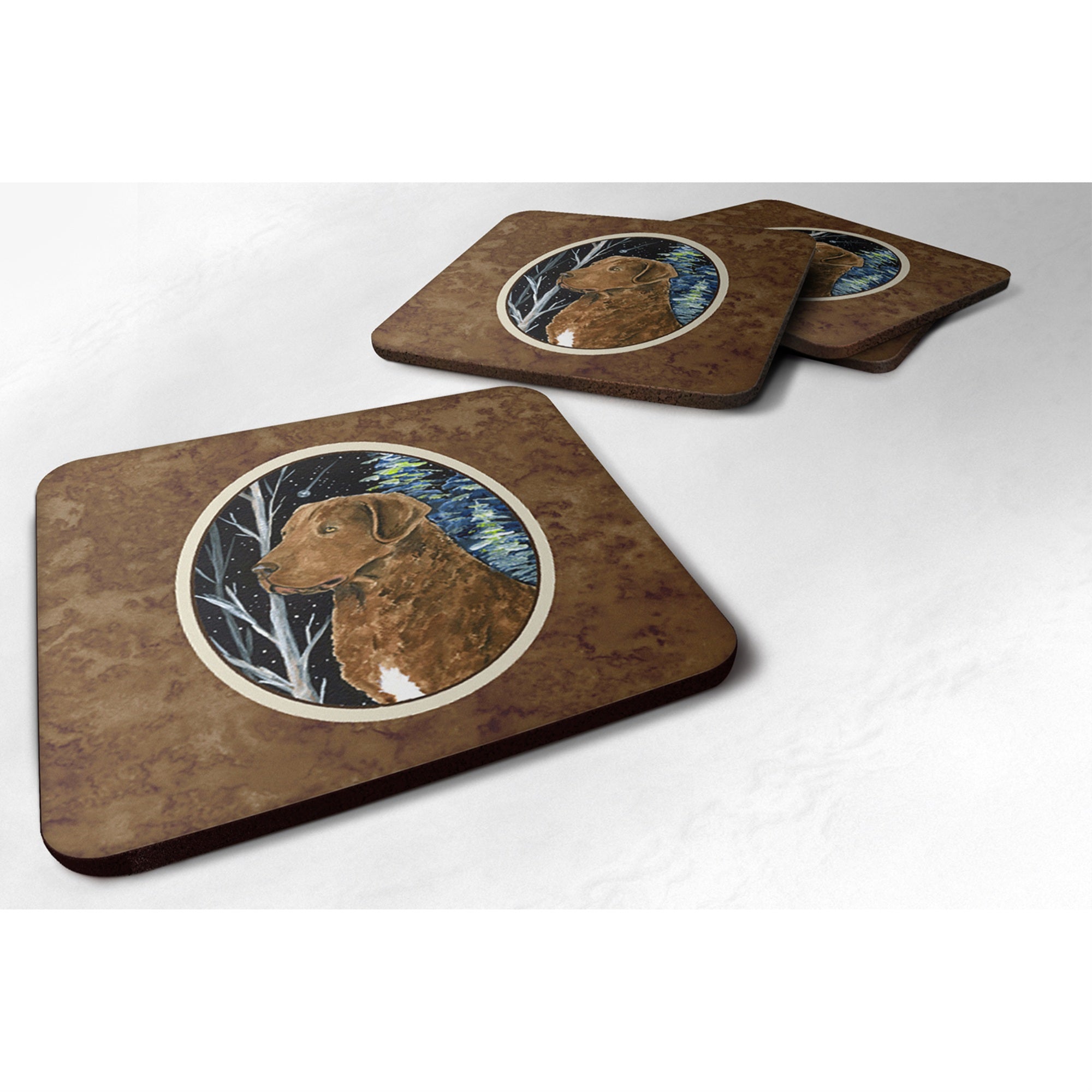 'Caroline'S Treasures Ss8411Fc Starry Night Chesapeake Bay Retriever Foam Coasters Set Of 4 (Set Of 4), 3.5'''' H X 3.5'''' W,