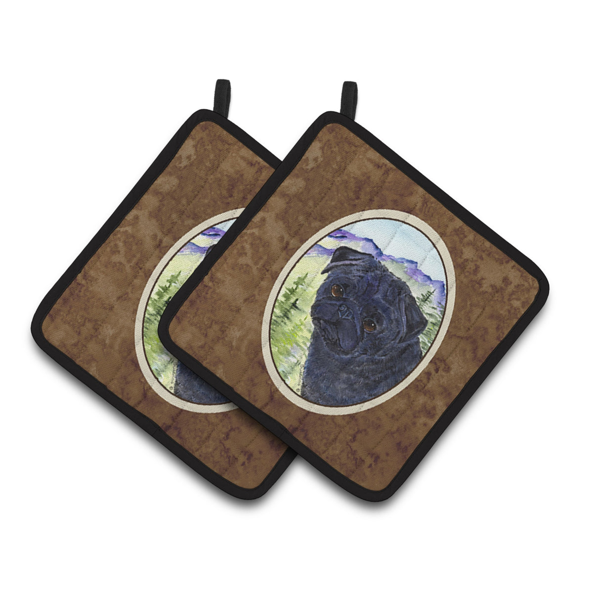 'Caroline'S Treasures Pug Pair Of Pot Holders Ss8420Pthd, 7.5Hx7.5W, Multicolor''