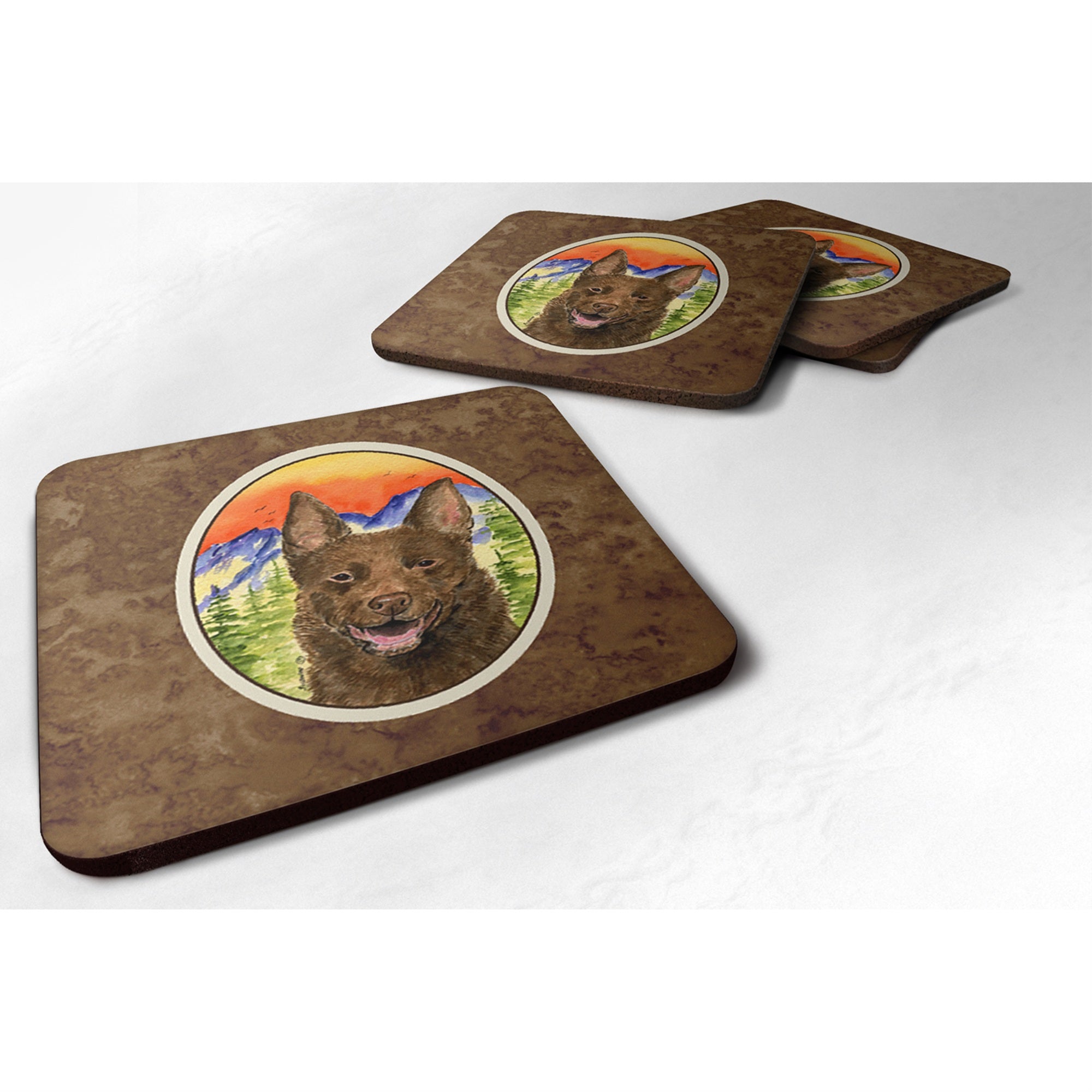 'Caroline'S Treasures Ss8422Fc Australian Kelpie Foam Coasters (Set Of 4), 3.5'''' H X 3.5'''' W, Multicolor''