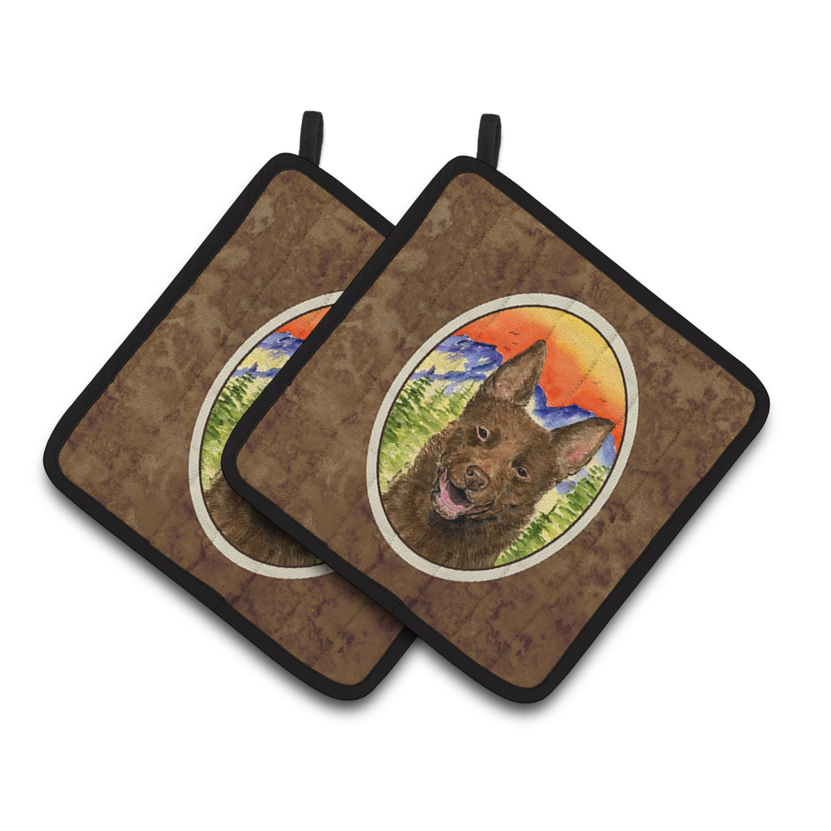 'Caroline'S Treasures Australian Kelpie Pair Of Pot Holders Ss8422Pthd, 7.5Hx7.5W, Multicolor''