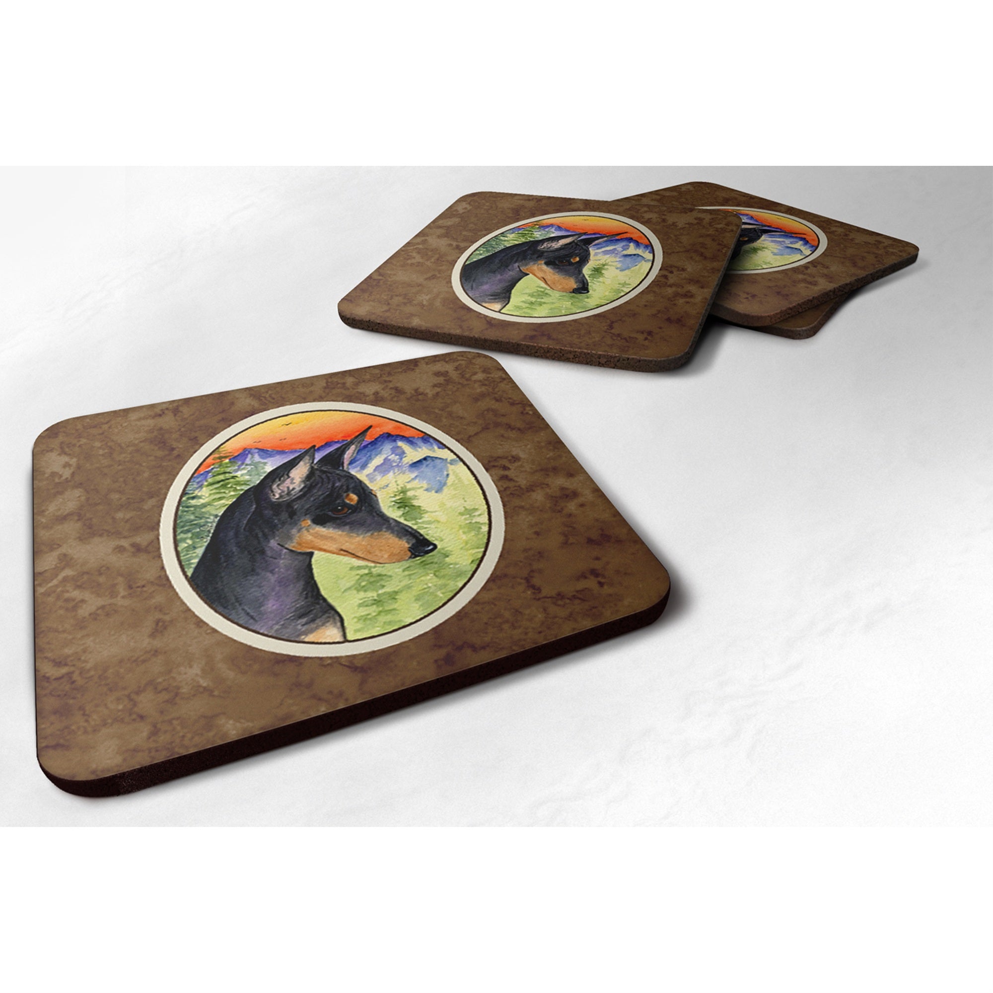 'Caroline'S Treasures Ss8425Fc Manchester Terrier Foam Coasters (Set Of 4), 3.5'''' H X 3.5'''' W, Multicolor''