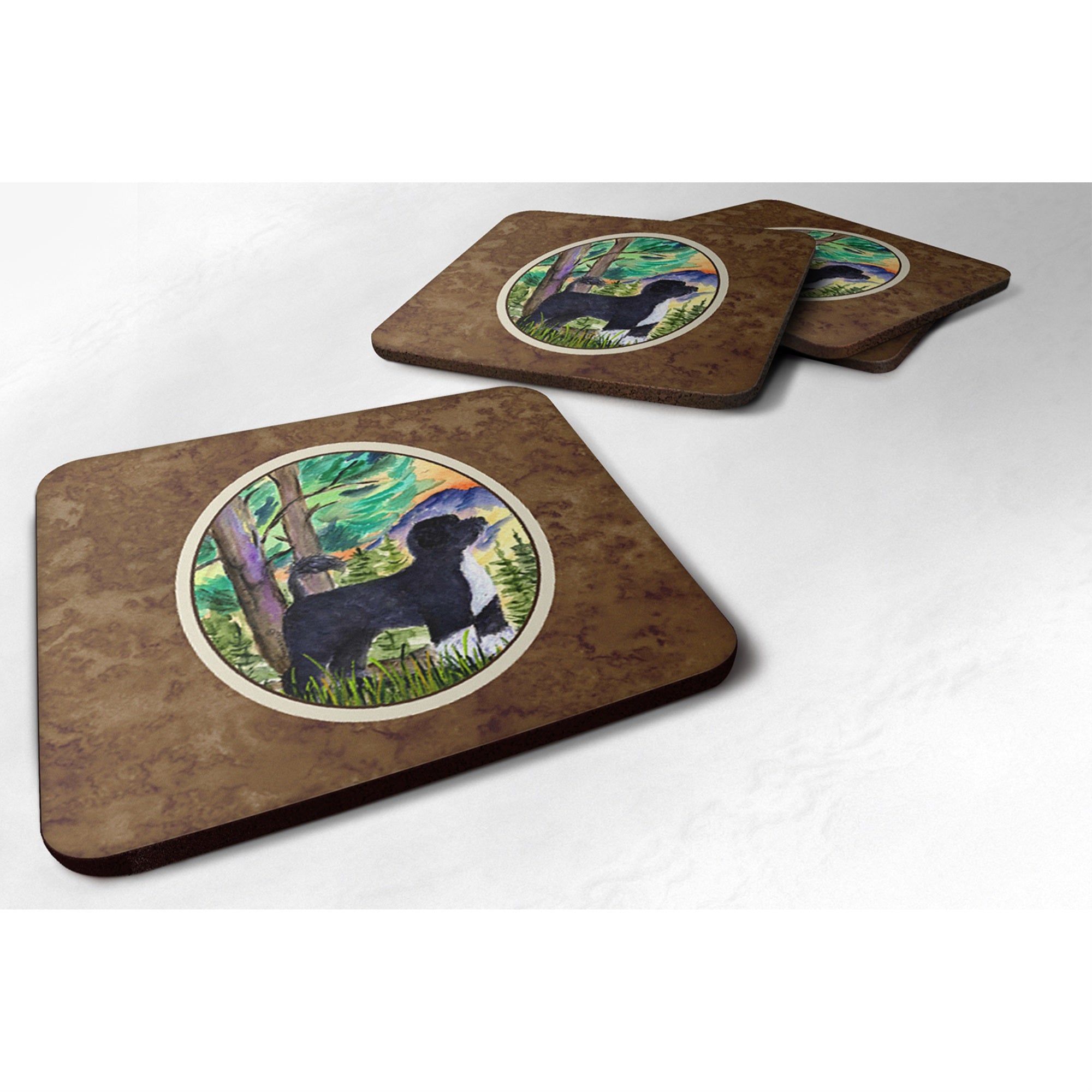 'Caroline'S Treasures Ss8429Fc Portuguese Water Dog Foam Coasters (Set Of 4), 3.5'''' H X 3.5'''' W, Multicolor''
