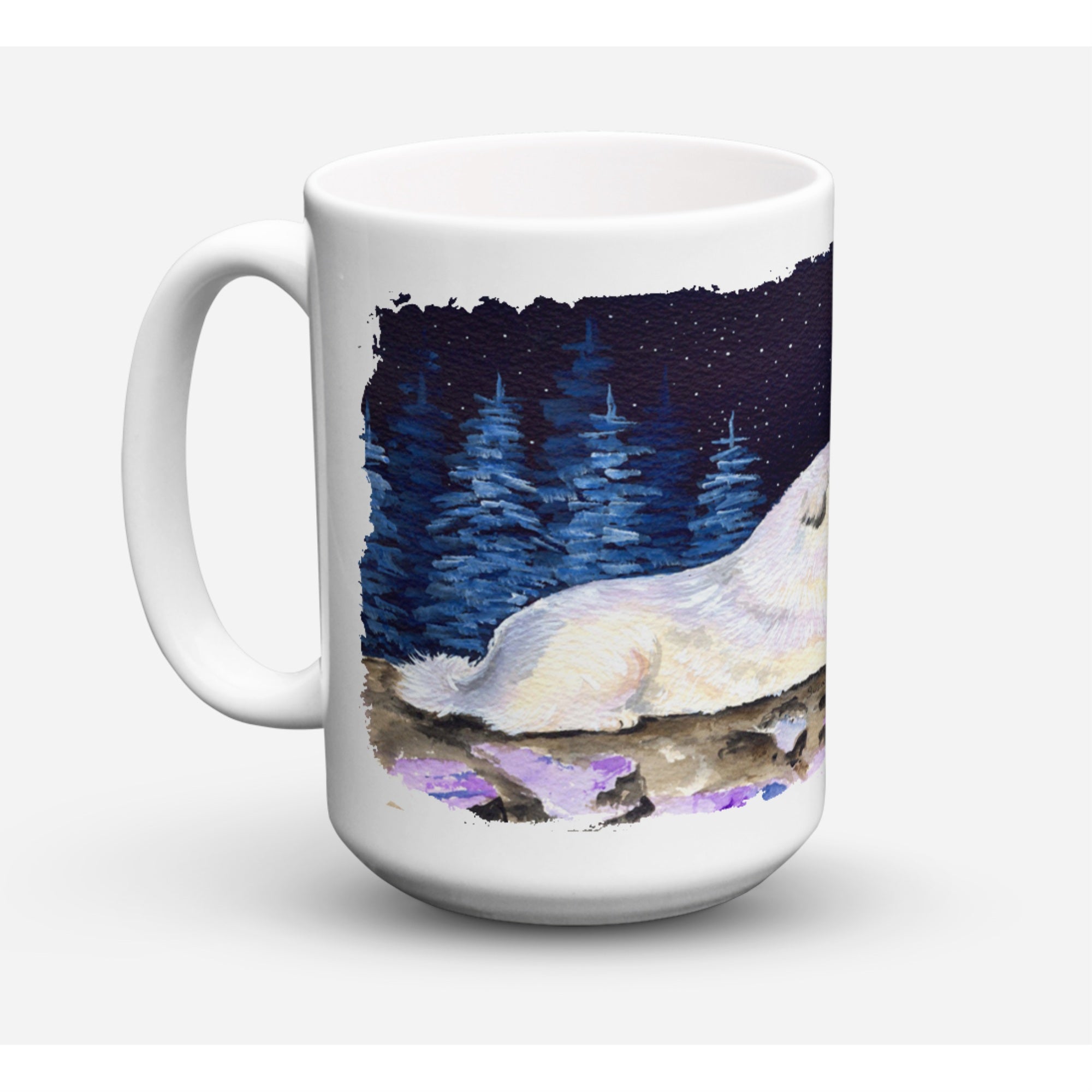 Carolines Treasures SS8438CM15 Starry Night Great Pyrenees Microwavable Ceramic Coffee Mug 15 oz Multicolor