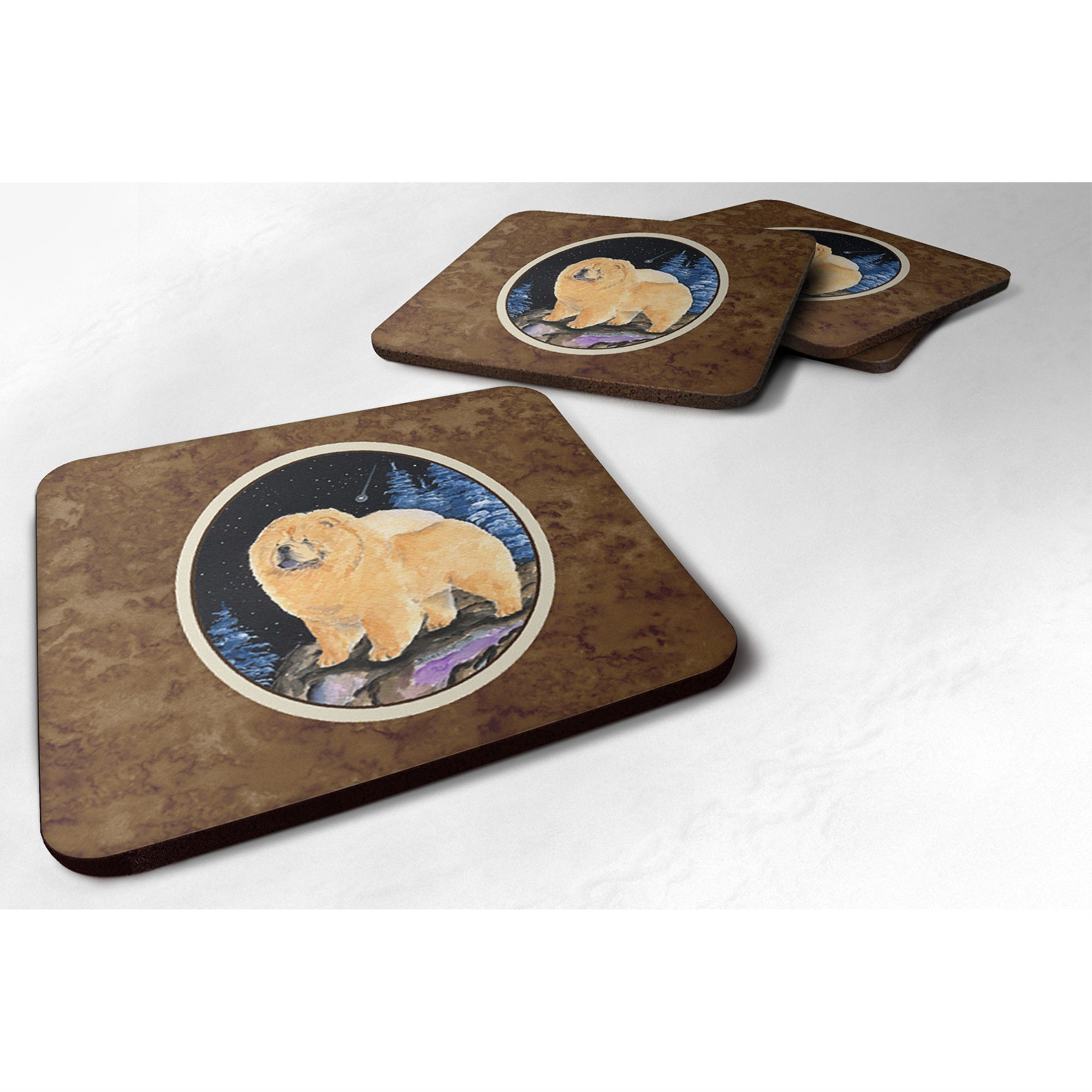 'Caroline'S Treasures Ss8454Fc Starry Night Chow Chow Foam Coasters Set Of 4 (Set Of 4), 3.5'''' H X 3.5'''' W, Multicolor''