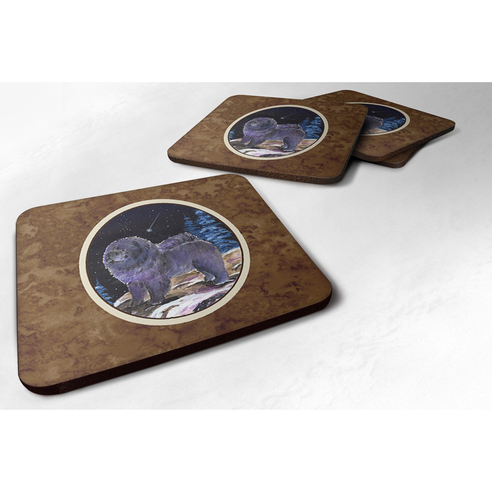 'Caroline'S Treasures Ss8456Fc Starry Night Chow Chow Foam Coasters Set Of 4 (Set Of 4), 3.5'''' H X 3.5'''' W, Multicolor''