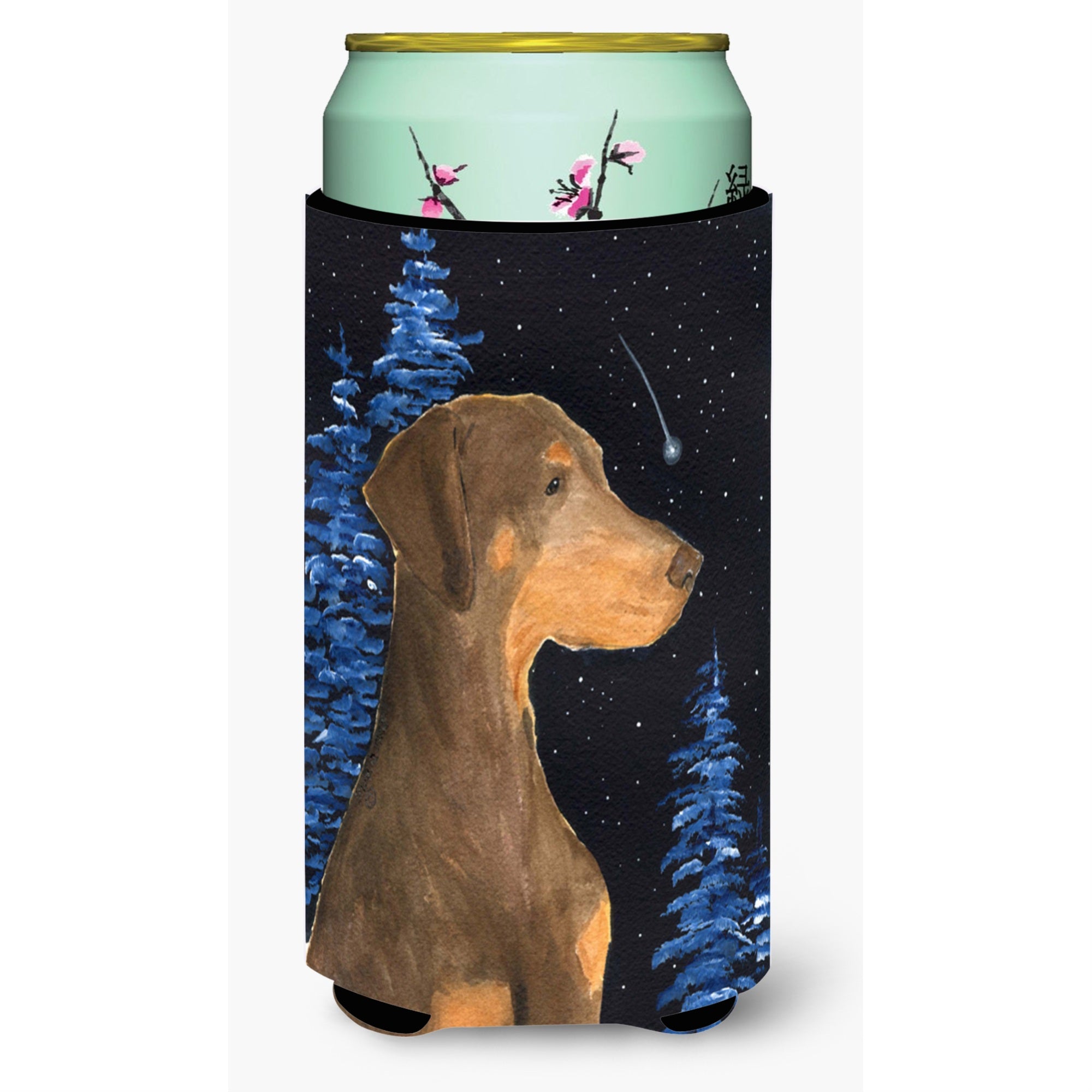 Starry Night Doberman  Tall Boy Beverage Insulator Beverage Insulator Hugger