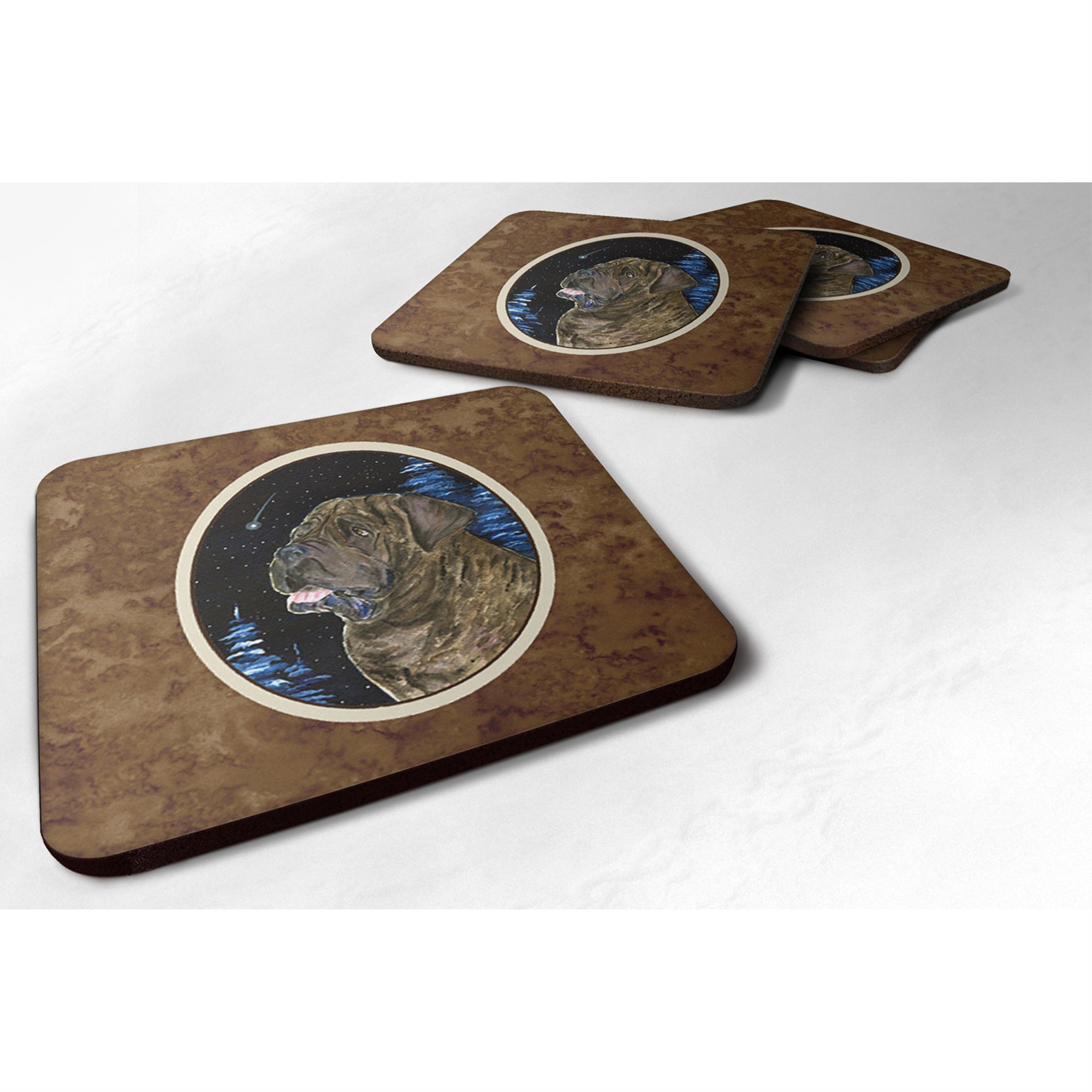 'Caroline'S Treasures Ss8463Fc Starry Night Mastiff Foam Coasters Set Of 4 (Set Of 4), 3.5'''' H X 3.5'''' W, Multicolor''