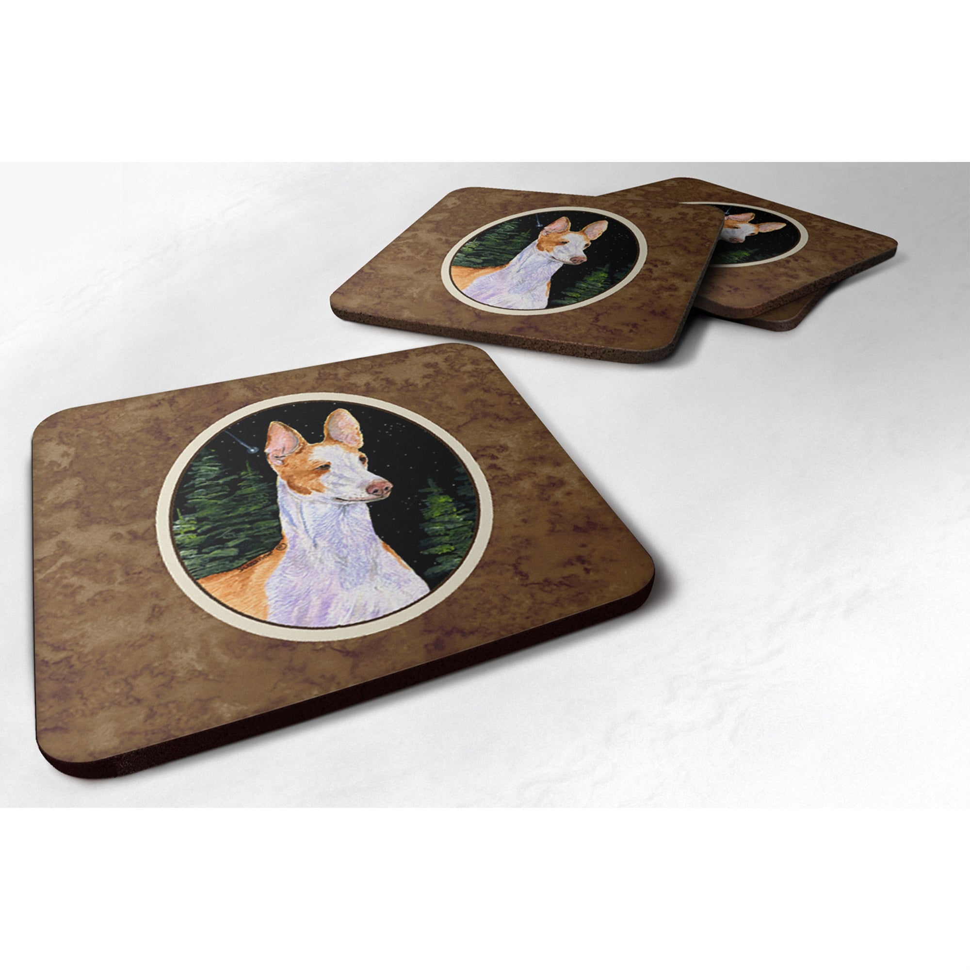 'Caroline'S Treasures Ss8495Fc Starry Night Ibizan Hound Foam Coasters Set Of 4 (Set Of 4), 3.5'''' H X 3.5'''' W, Multicolor''