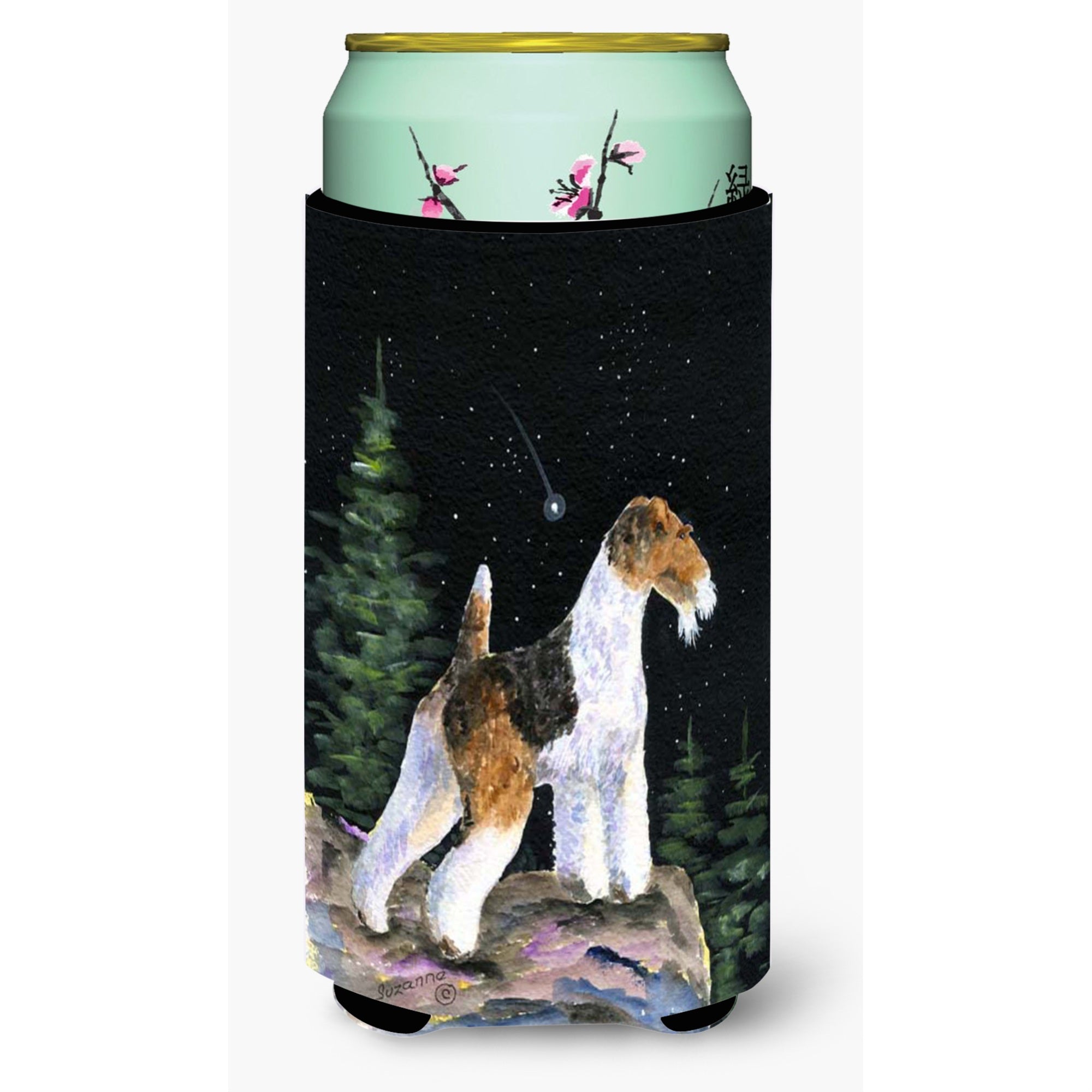 Starry Night Fox Terrier  Tall Boy Beverage Insulator Beverage Insulator Hugger
