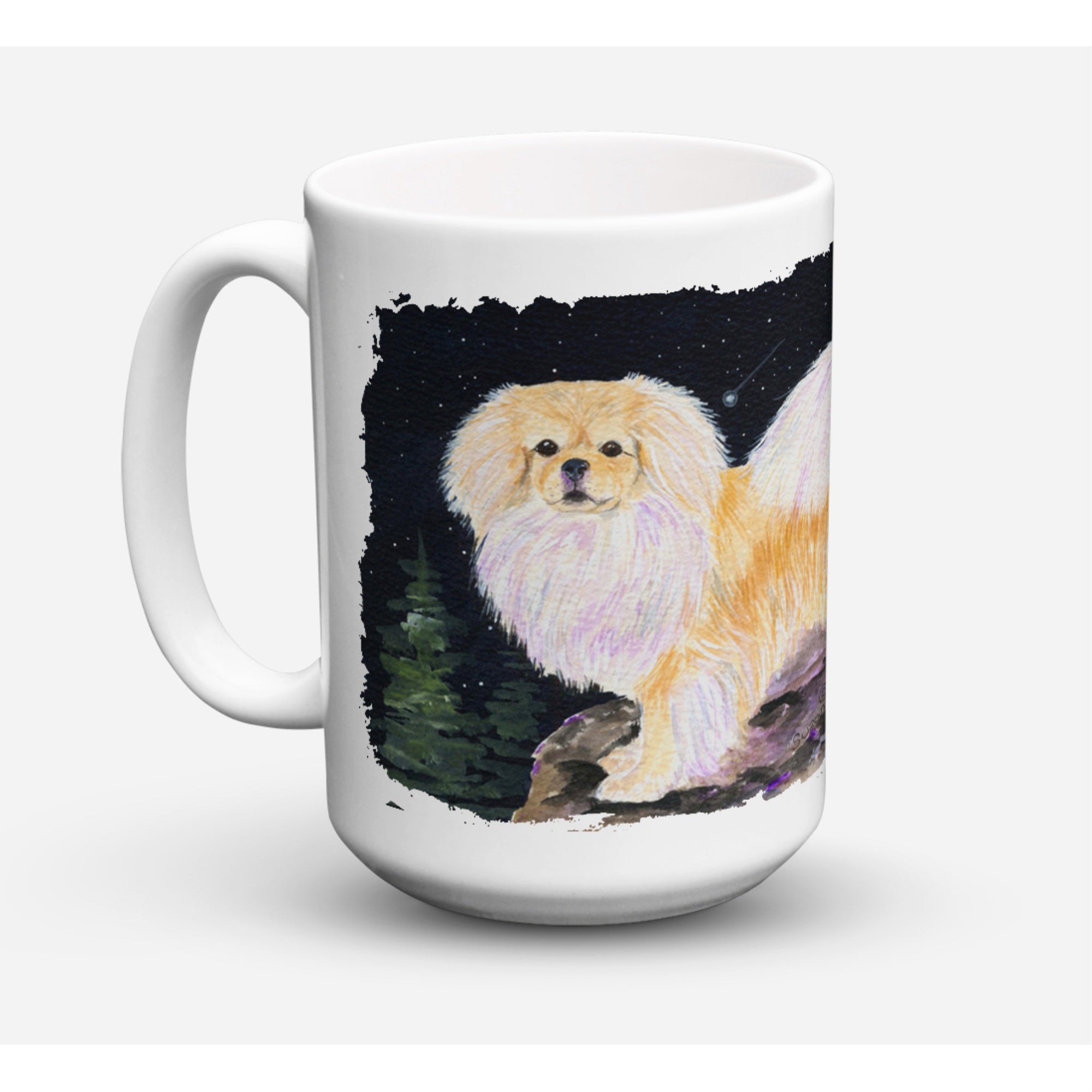Carolines Treasures SS8504CM15 Starry Night Tibetan Spaniel Microwavable Ceramic Coffee Mug 15 oz Multicolor