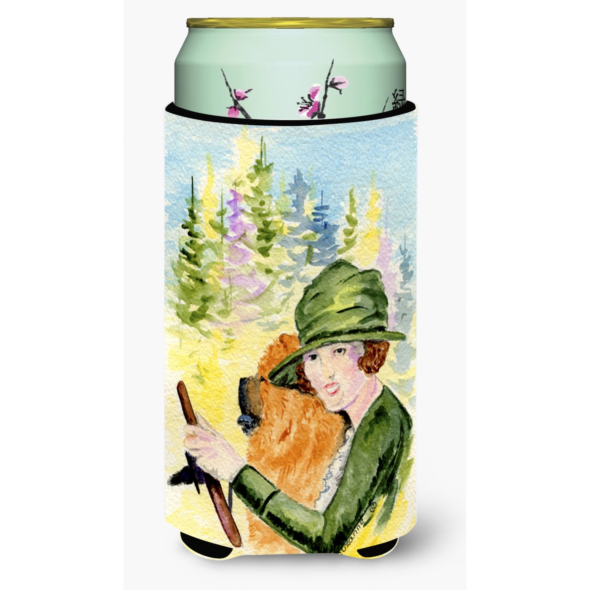 Lady Driving With Her Chow Chow  Tall Boy Beverage Insulator Beverage Insulator Hugger
