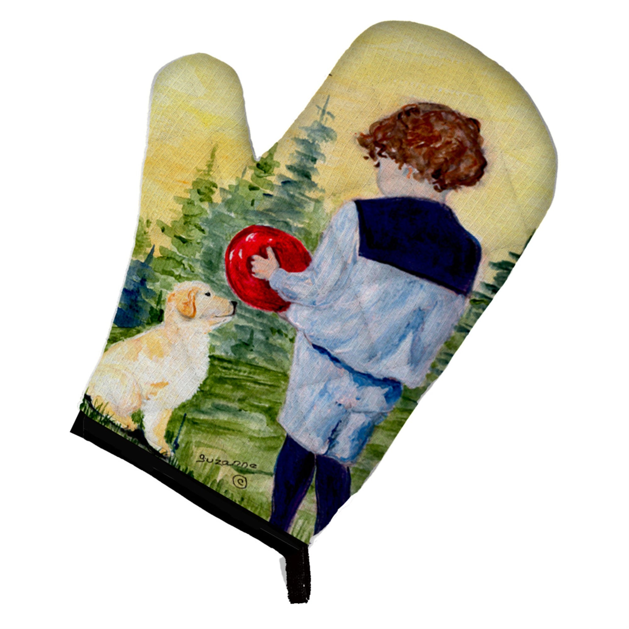 'Caroline'S Treasures Ss8530Ovmt Little Boy With His Golden Retriever Oven Mitt, 12'''' By 8.5'''', Multicolor''