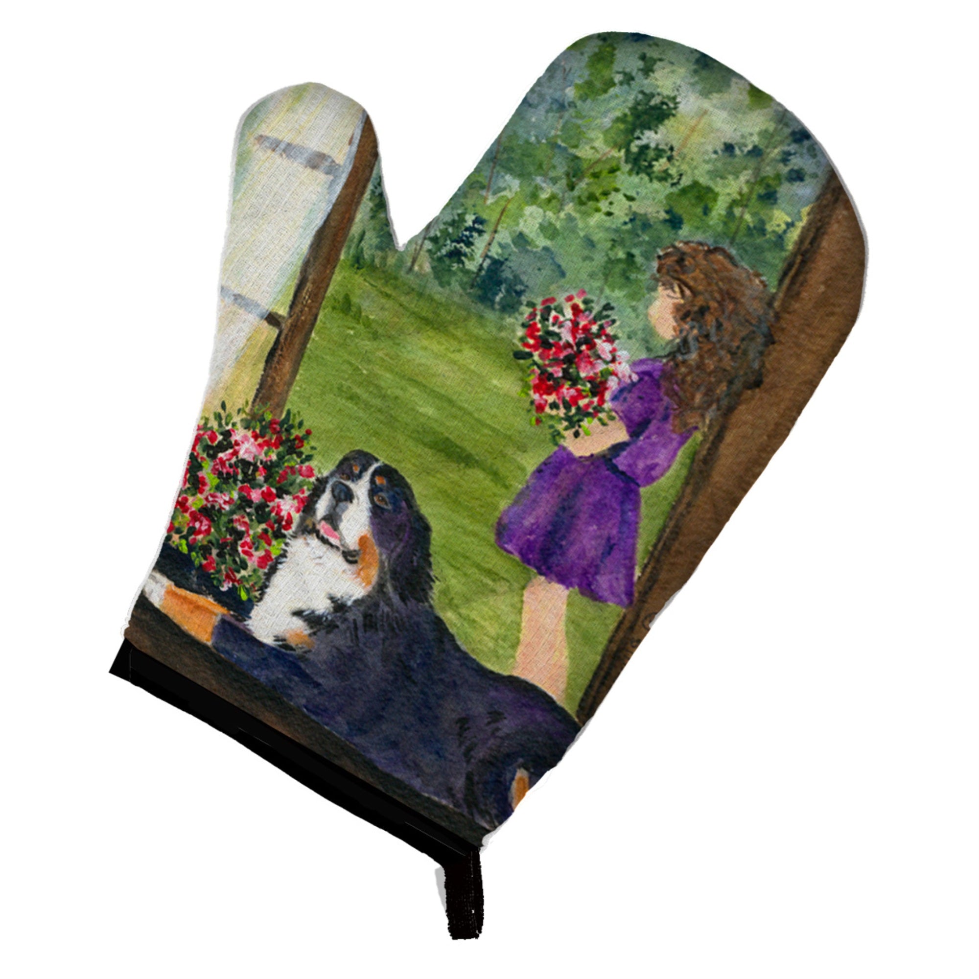 'Caroline'S Treasures Ss8535Ovmt Little Girl With Her Bernese Mountain Dog Oven Mitt, 12'''' By 8.5'''', Multicolor''