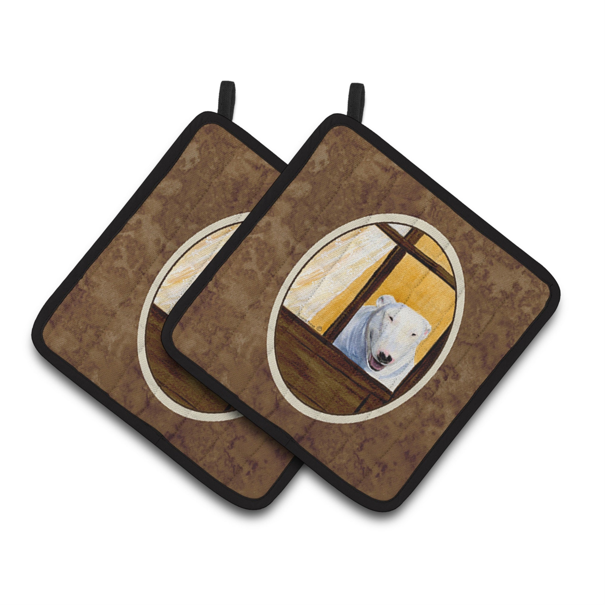 'Caroline'S Treasures Bull Terrier Pair Of Pot Holders Ss8542Pthd, 7.5Hx7.5W, Multicolor''