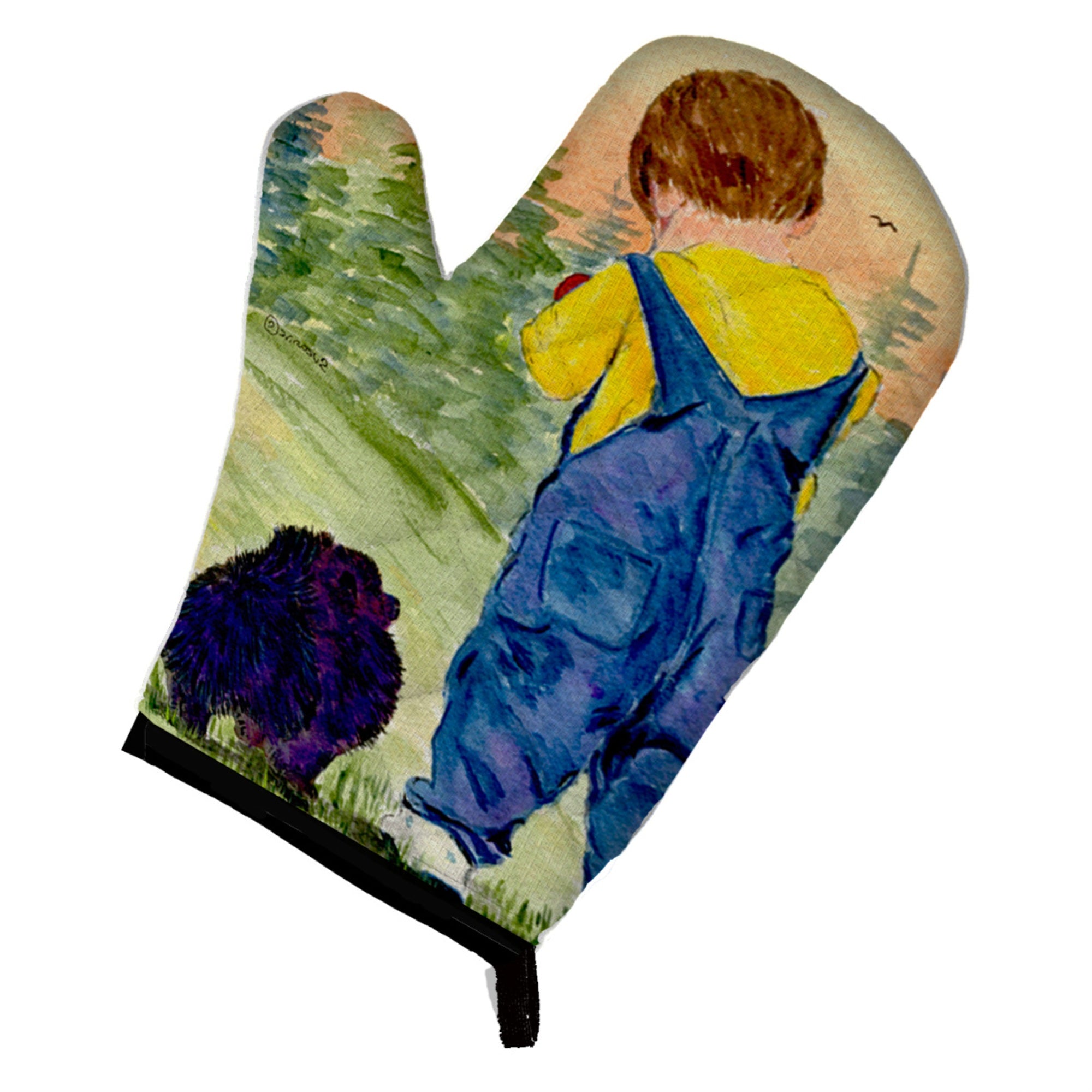 'Caroline'S Treasures Ss8544Ovmt Little Boy With His Pomeranian Oven Mitt, 12'''' By 8.5'''', Multicolor''