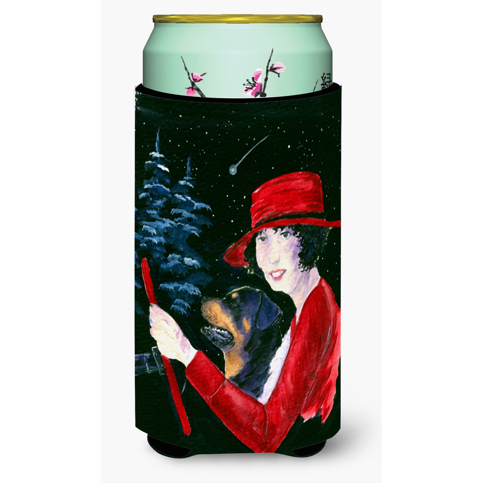 Lady Driving With Her Rottweiler  Tall Boy Beverage Insulator Beverage Insulator Hugger