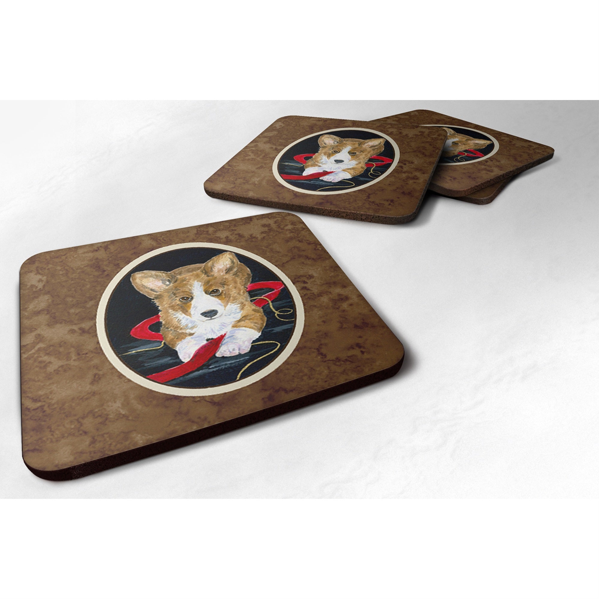 'Caroline'S Treasures Ss8570Fc Corgi Foam Coasters (Set Of 4), 3.5'''' H X 3.5'''' W, Multicolor''