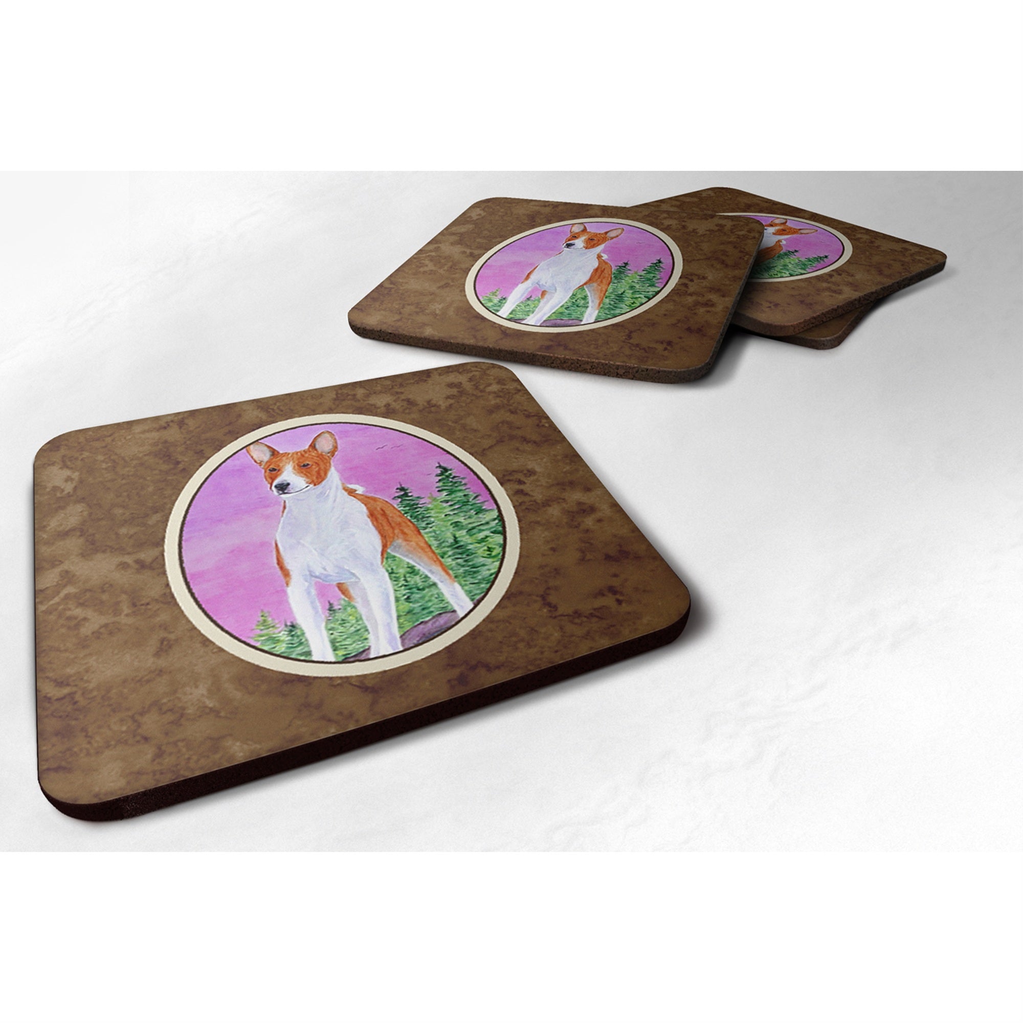'Caroline'S Treasures Ss8611Fc Basenji Foam Coasters (Set Of 4), 3.5'''' H X 3.5'''' W, Multicolor''