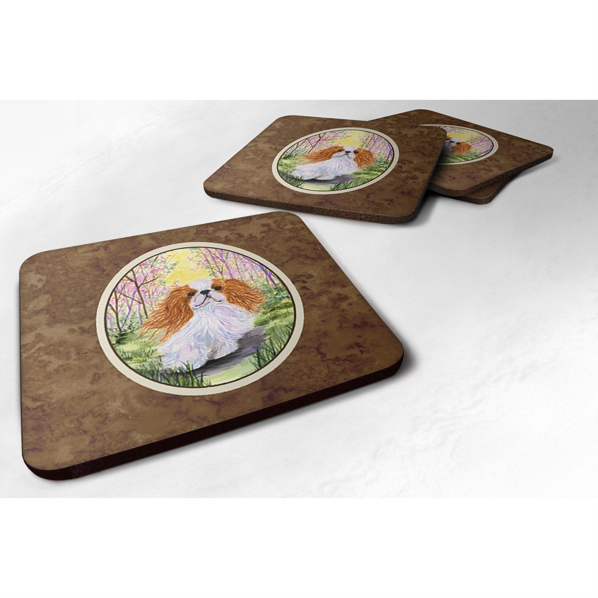 'Caroline'S Treasures Ss8613Fc English Toy Spaniel Foam Coasters (Set Of 4), 3.5'''' H X 3.5'''' W, Multicolor''