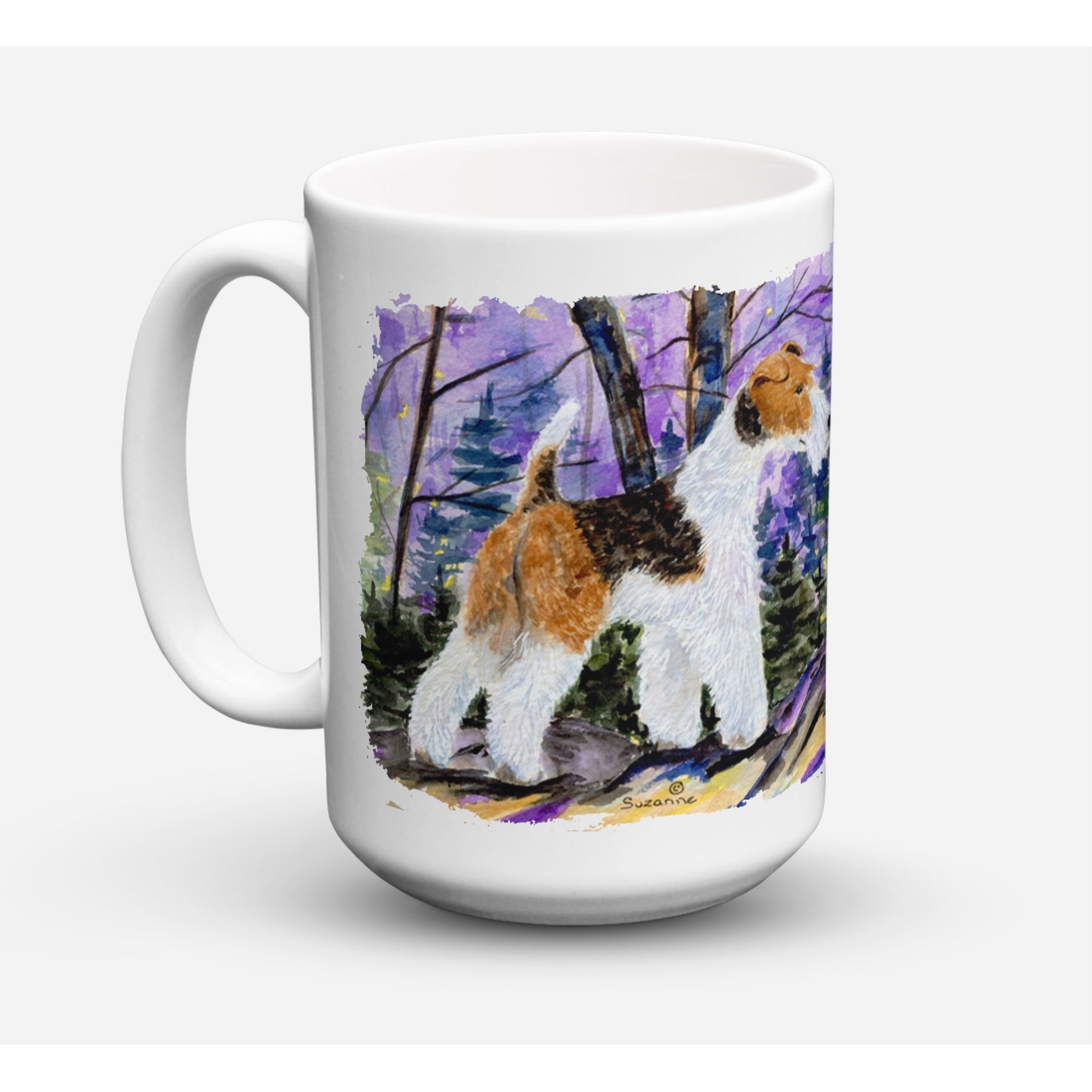 'Caroline's Treasures SS8630CM15 Fox Terrier Dishwasher Safe Microwavable Ceramic Coffee Mug, 15 oz, Multicolor''