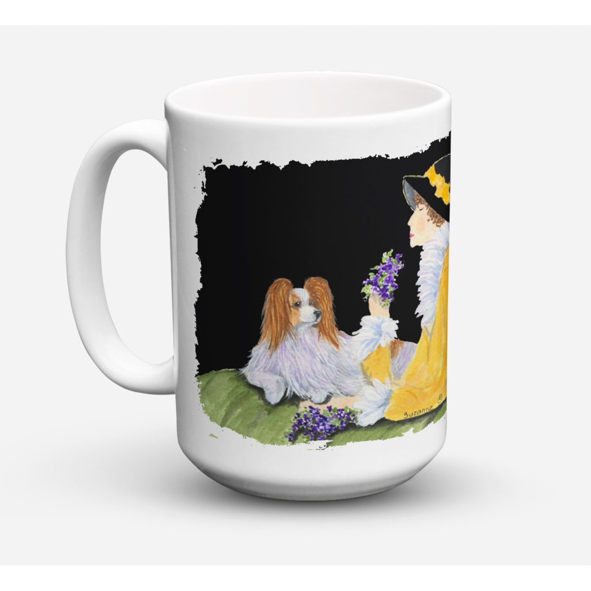 'Caroline's Treasures SS8633CM15 Papillion Dishwasher Safe Microwavable Ceramic Coffee Mug, 15 oz, Multicolor''