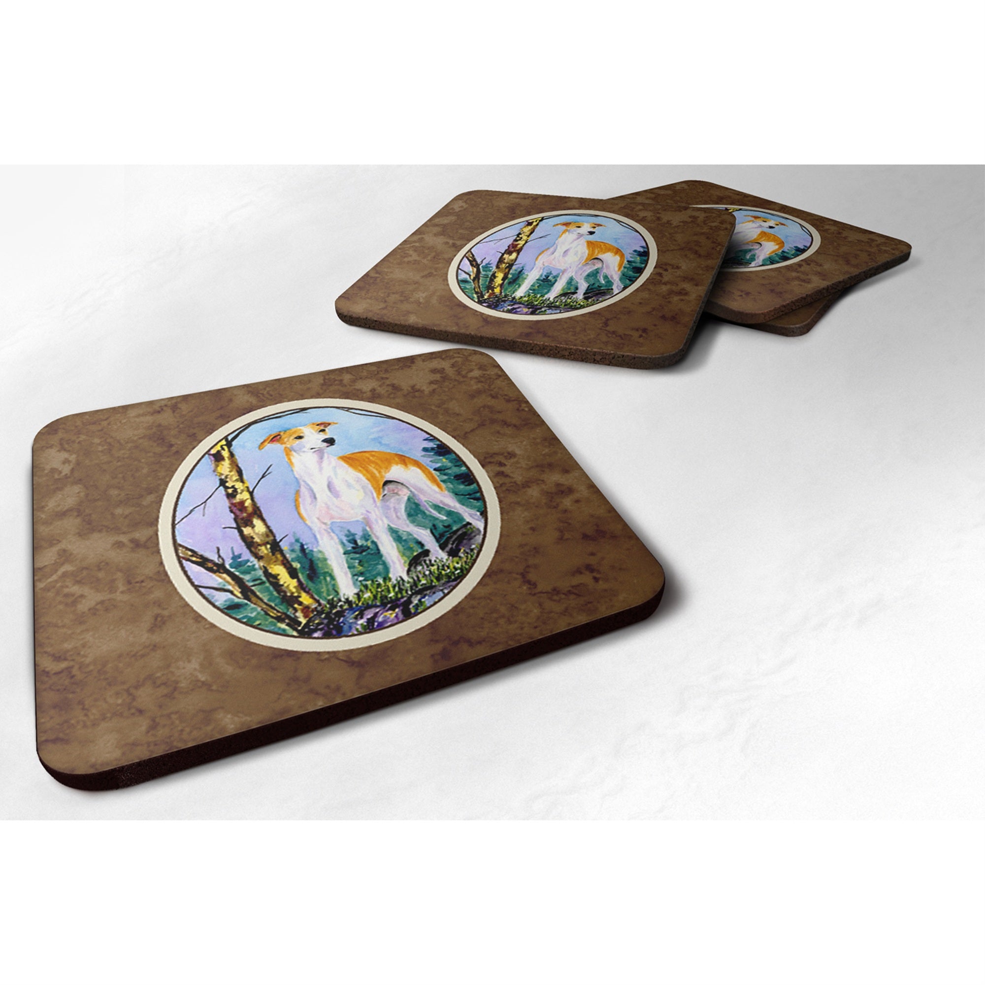 'Caroline'S Treasures Ss8662Fc Whippet Foam Coasters (Set Of 4), 3.5'''' H X 3.5'''' W, Multicolor''