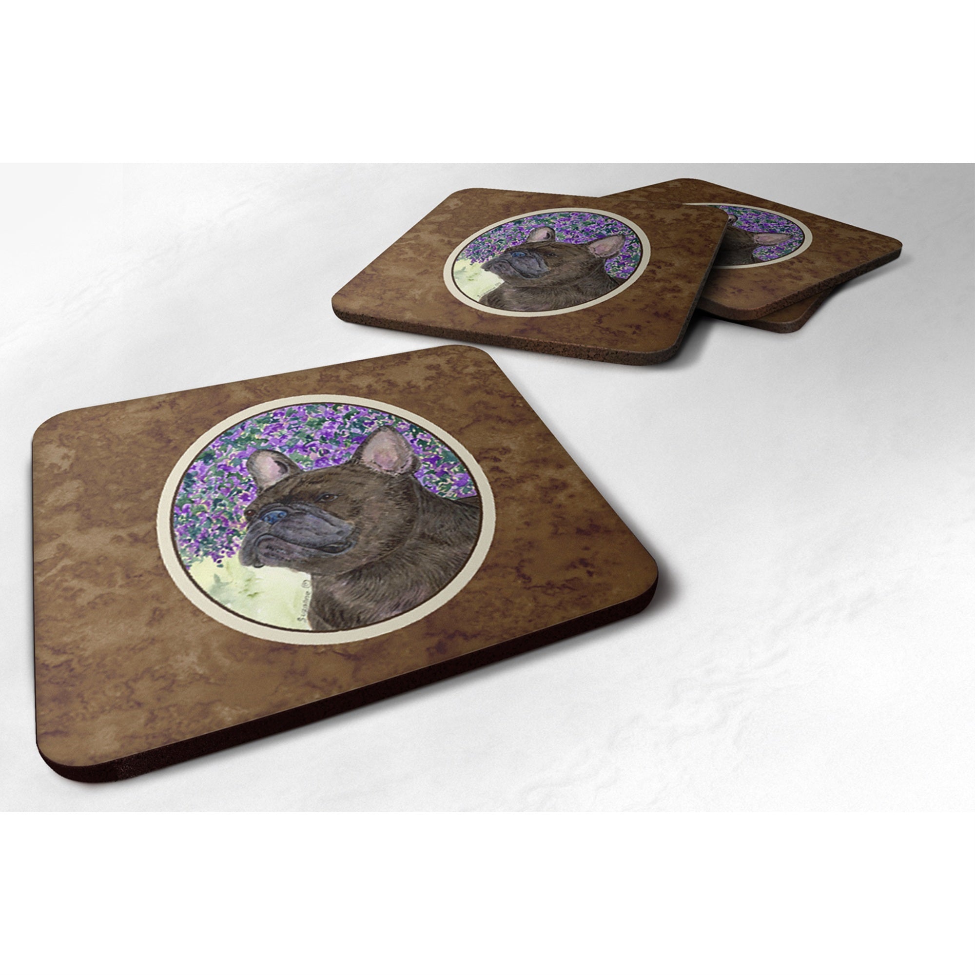 'Caroline'S Treasures Ss8676Fc French Bulldog Foam Coasters (Set Of 4), 3.5'''' H X 3.5'''' W, Multicolor''