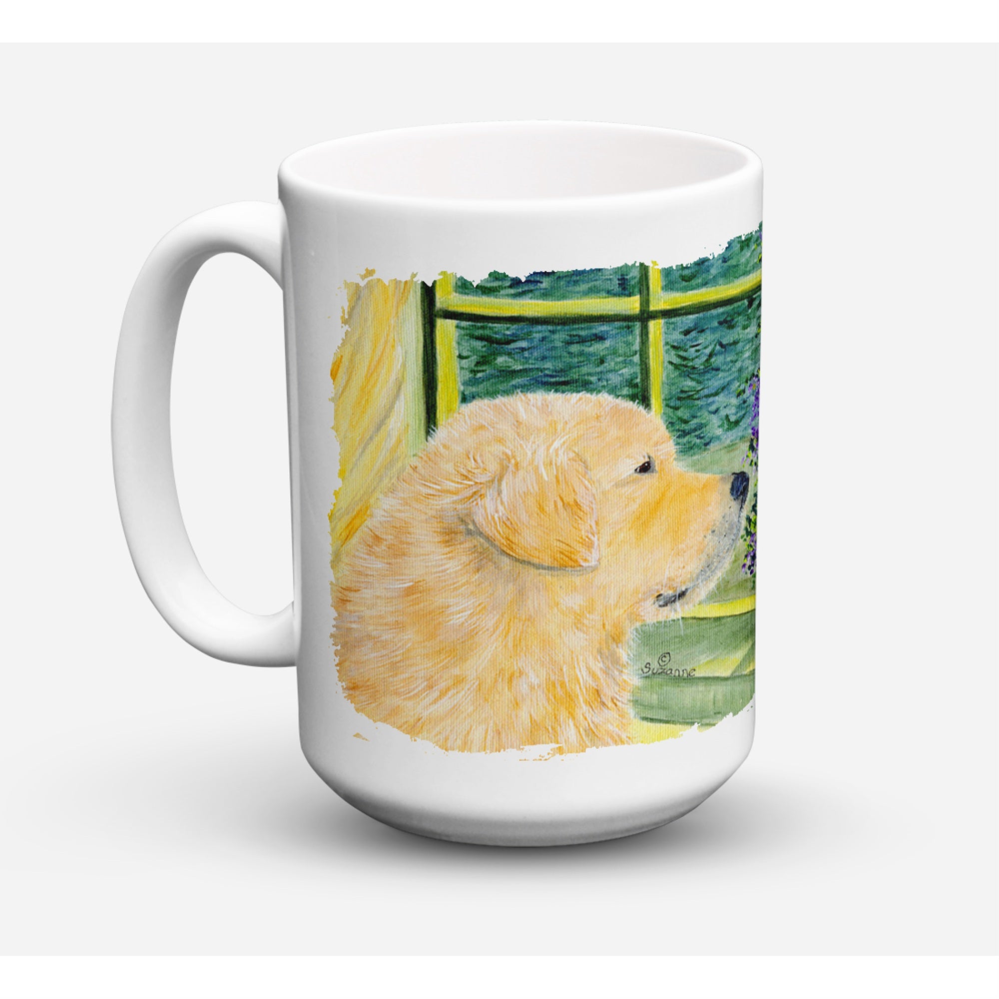 Carolines Treasures SS8680CM15 Golden Retriever Microwavable Ceramic Coffee Mug 15 oz Multicolor