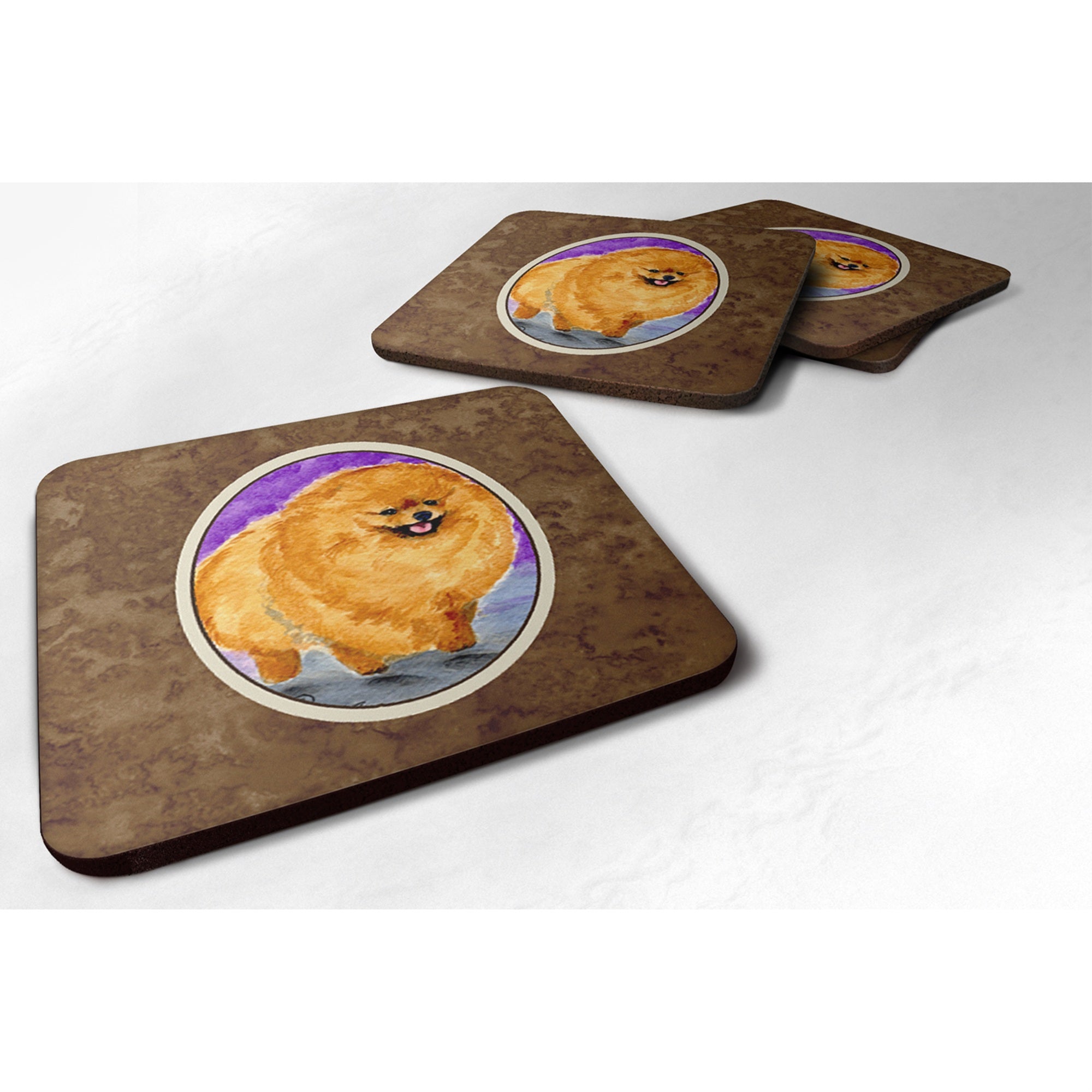 'Caroline'S Treasures Ss8681Fc Pomeranian Foam Coasters (Set Of 4), 3.5'''' H X 3.5'''' W, Multicolor''