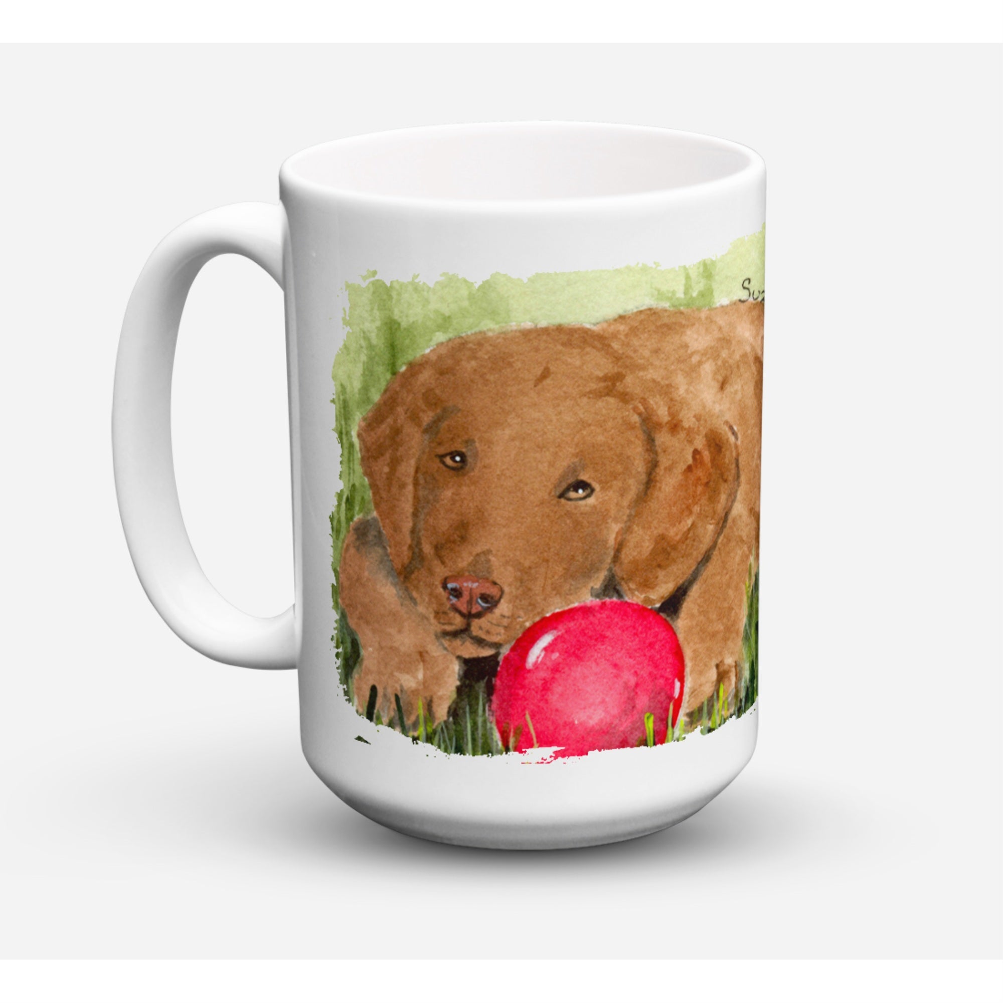 Carolines Treasures SS8684CM15 Curly Coated Retriever Microwavable Ceramic Coffee Mug 15 oz Multicolor