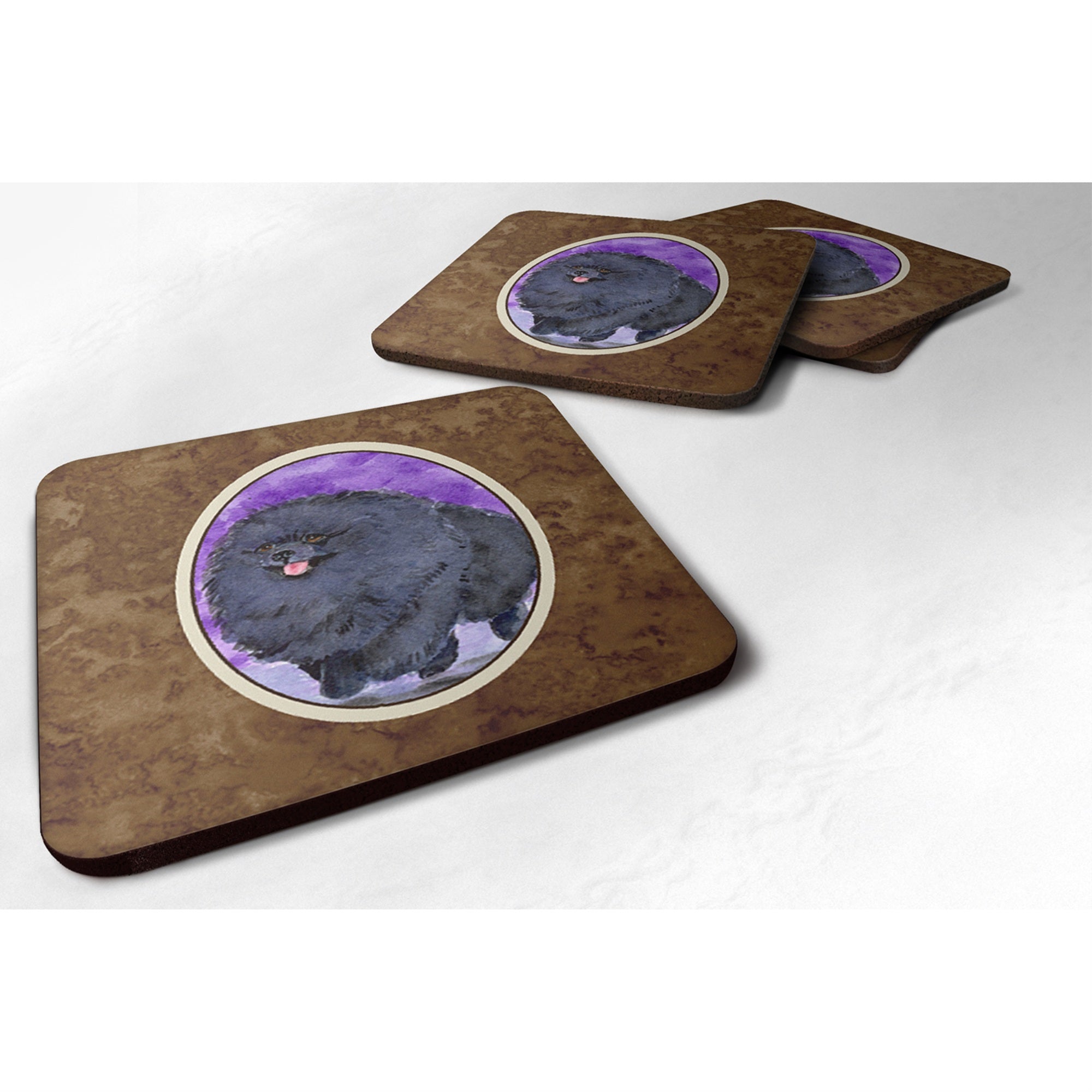 'Caroline'S Treasures Ss8686Fc Pomeranian Foam Coasters (Set Of 4), 3.5'''' H X 3.5'''' W, Multicolor''