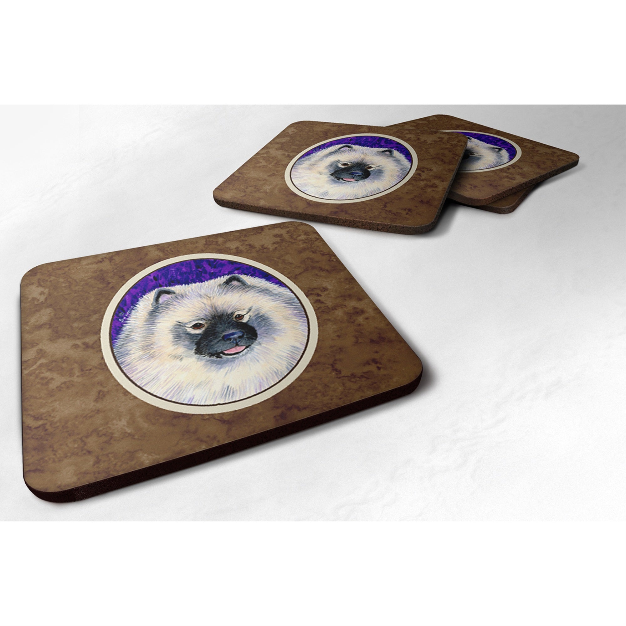 'Caroline'S Treasures Ss8691Fc Keeshond Foam Coasters (Set Of 4), 3.5'''' H X 3.5'''' W, Multicolor''
