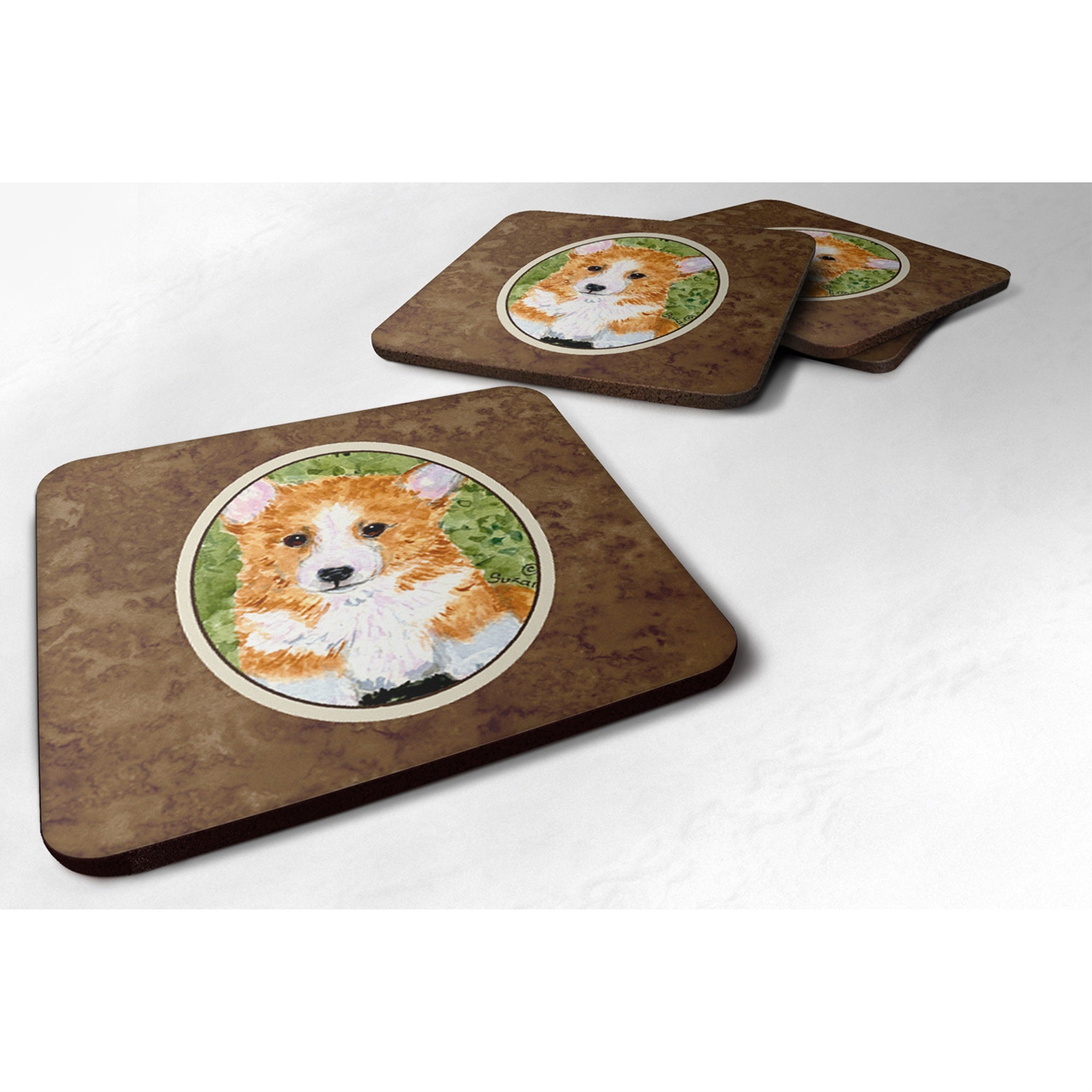 'Caroline'S Treasures Ss8710Fc Corgi Foam Coasters (Set Of 4), 3.5'''' H X 3.5'''' W, Multicolor''