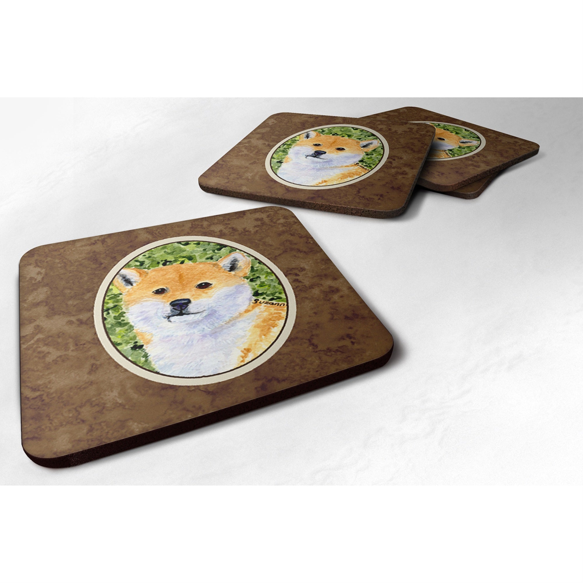 'Caroline'S Treasures Ss8719Fc Shiba Inu Foam Coasters (Set Of 4), 3.5'''' H X 3.5'''' W, Multicolor''