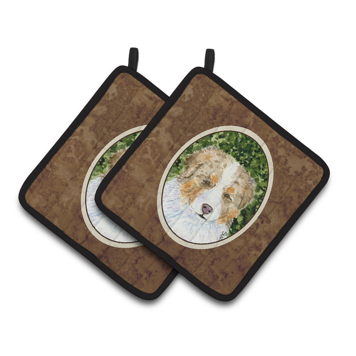 'Caroline'S Treasures Australian Shepherd Pair Of Pot Holders Ss8732Pthd, 7.5Hx7.5W, Multicolor''