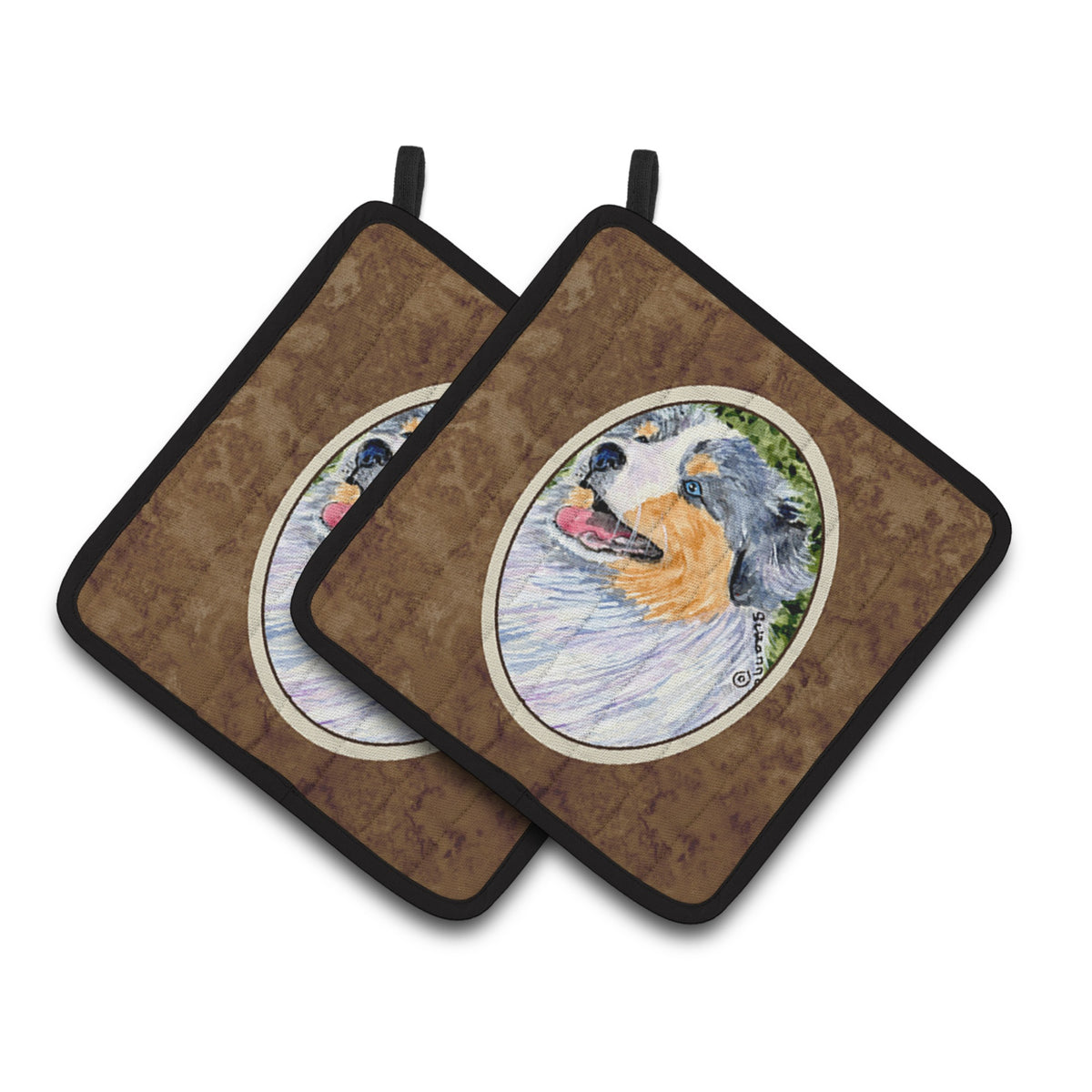 'Caroline'S Treasures Australian Shepherd Pair Of Pot Holders Ss8736Pthd, 7.5Hx7.5W, Multicolor''