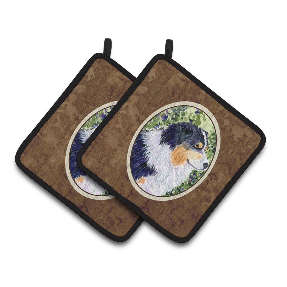 'Caroline'S Treasures Australian Shepherd Pair Of Pot Holders Ss8737Pthd, 7.5Hx7.5W, Multicolor''