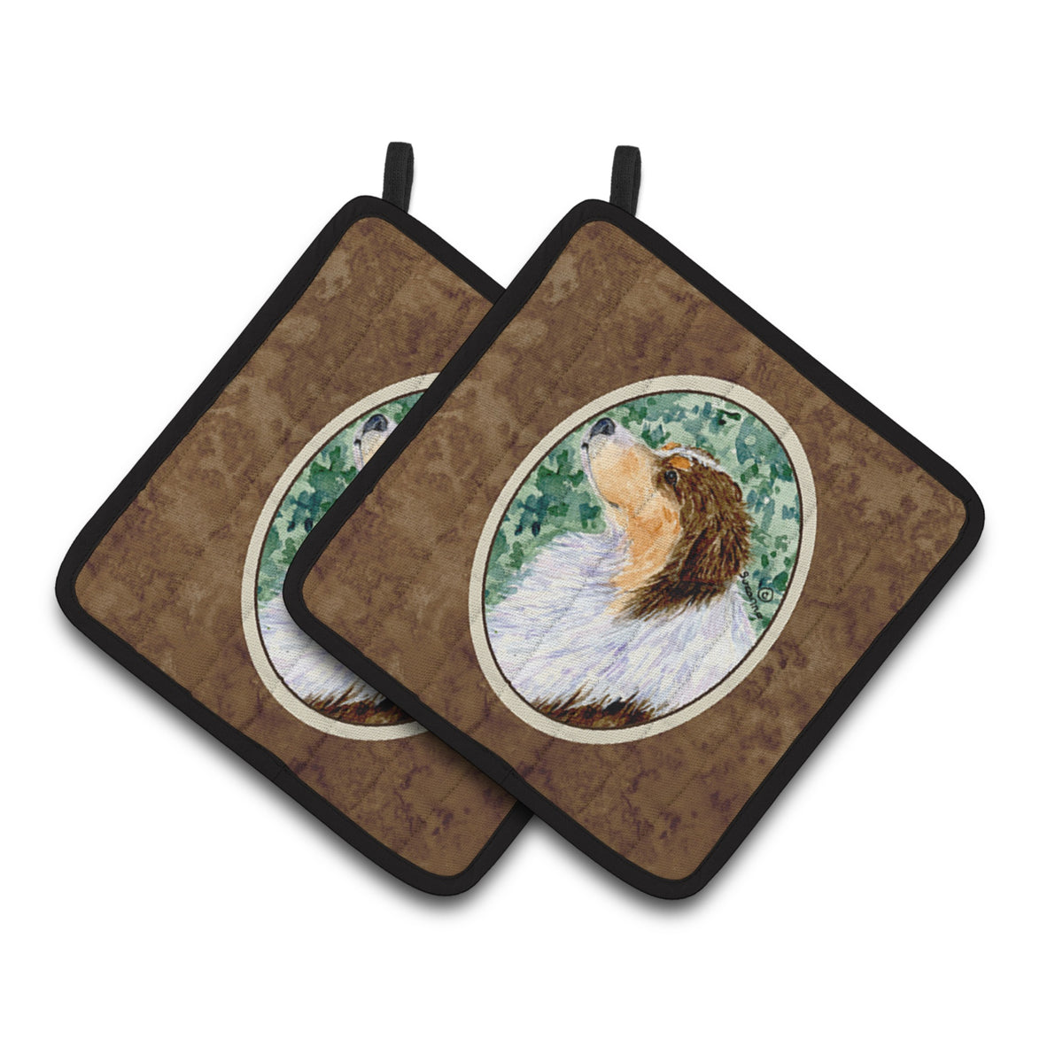 'Caroline'S Treasures Australian Shepherd Pair Of Pot Holders Ss8738Pthd, 7.5Hx7.5W, Multicolor''