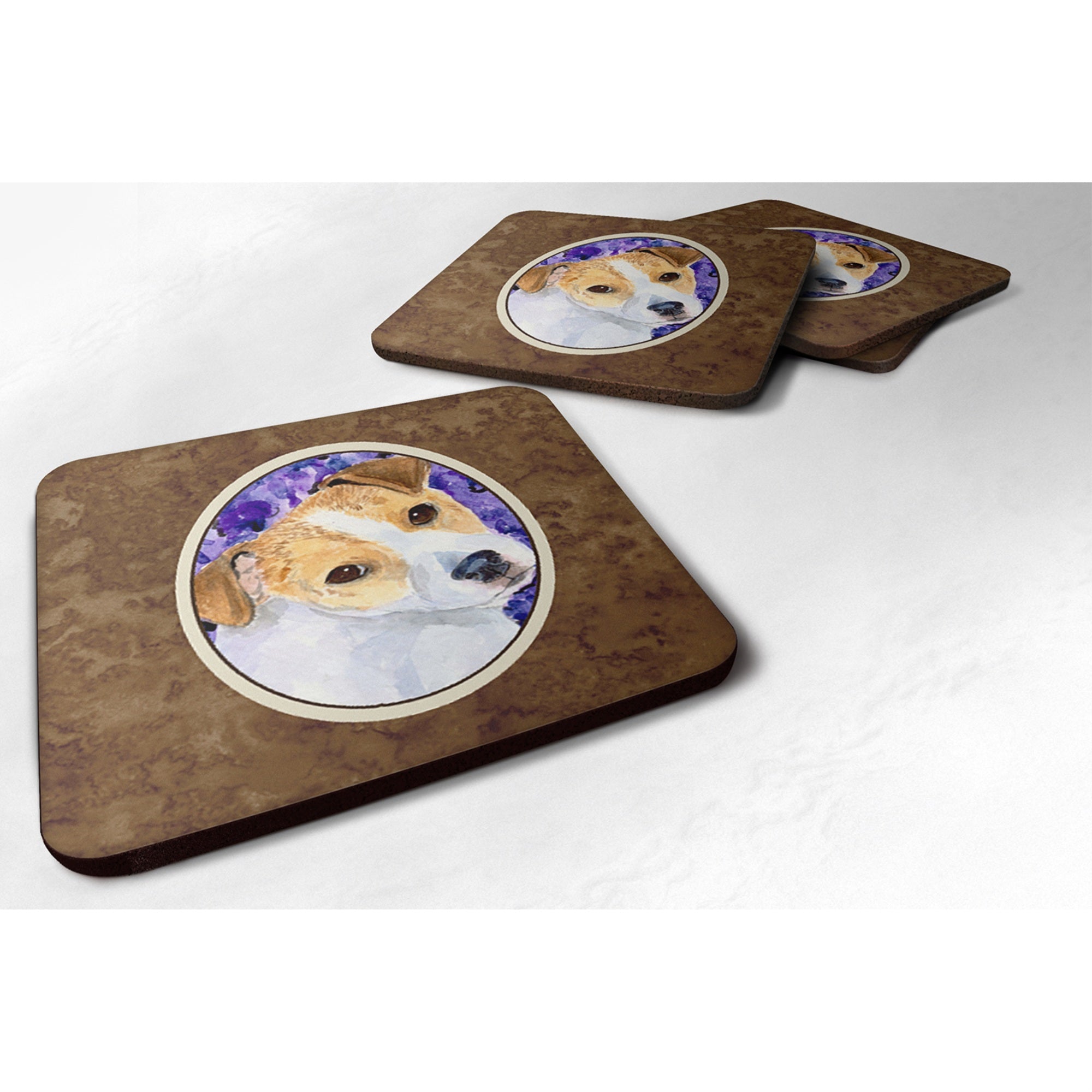 'Caroline'S Treasures Ss8740Fc Jack Russell Terrier Foam Coasters (Set Of 4), 3.5'''' H X 3.5'''' W, Multicolor''