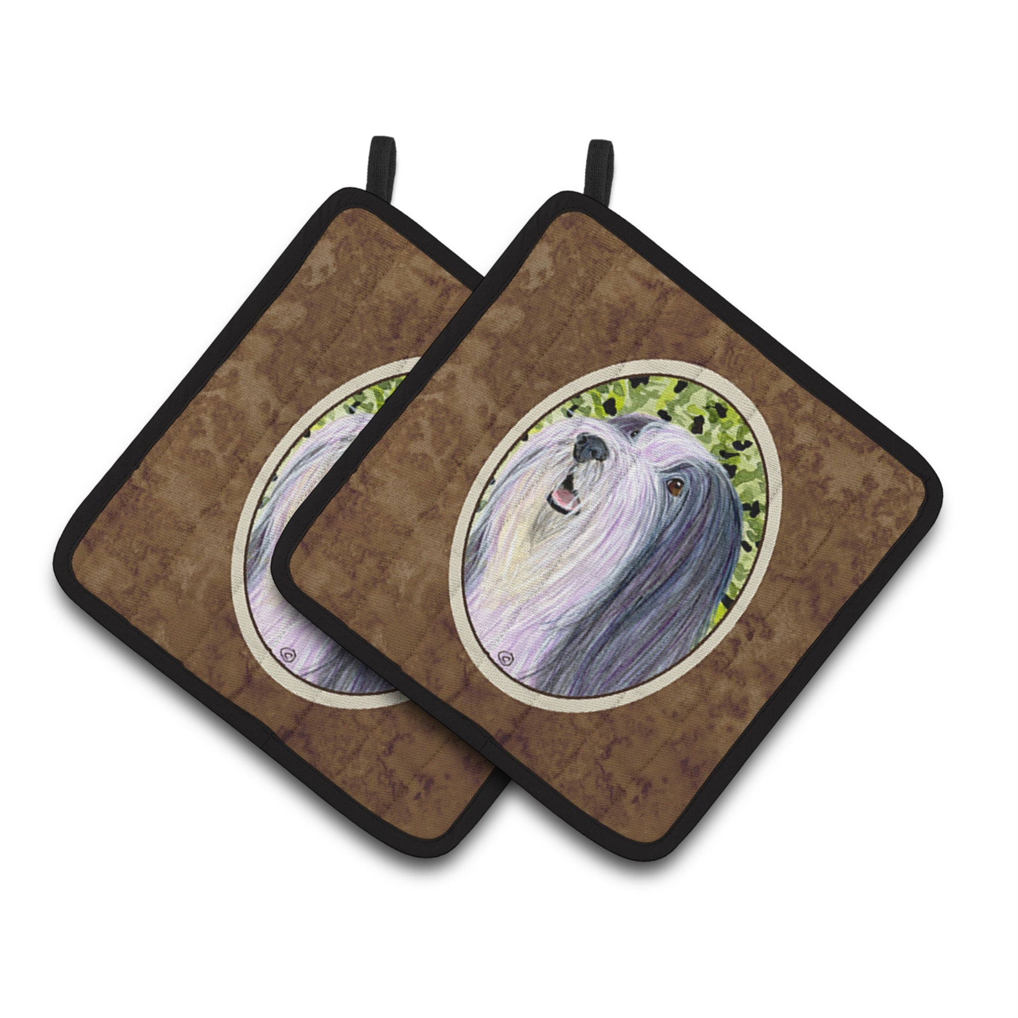 'Caroline'S Treasures Bearded Collie Pair Of Pot Holders Ss8808Pthd, 7.5Hx7.5W, Multicolor''